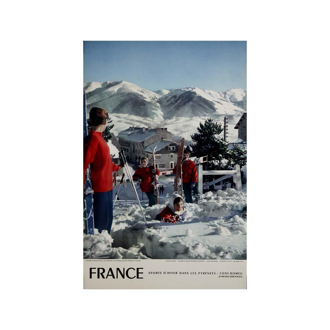 Vintage-Reiseplakat Goudin Font-Romeu Französische Pyrenäen, 1958 im Angebot 3