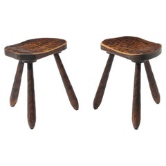 Taburetes de Olmo Desbastado, Francia Años 40