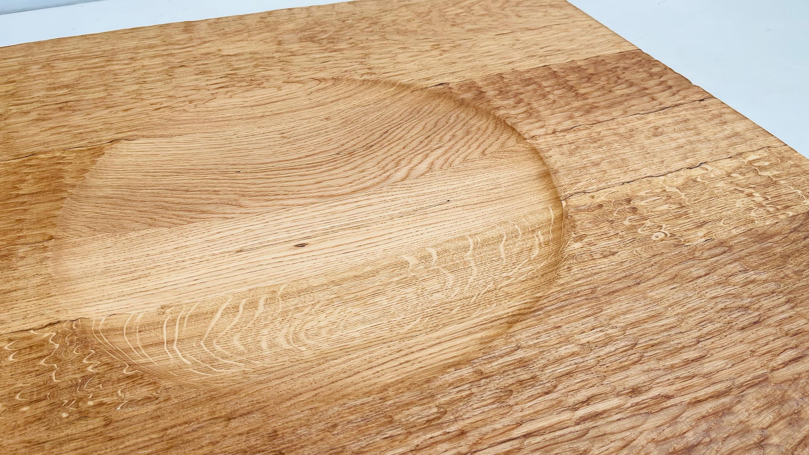 Gouged Low coffee table in Solid Oak For Sale 3