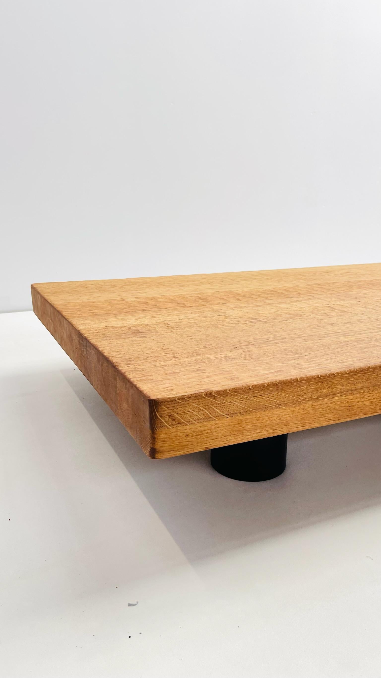 Contemporary Gouged Low coffee table in Solid Oak For Sale