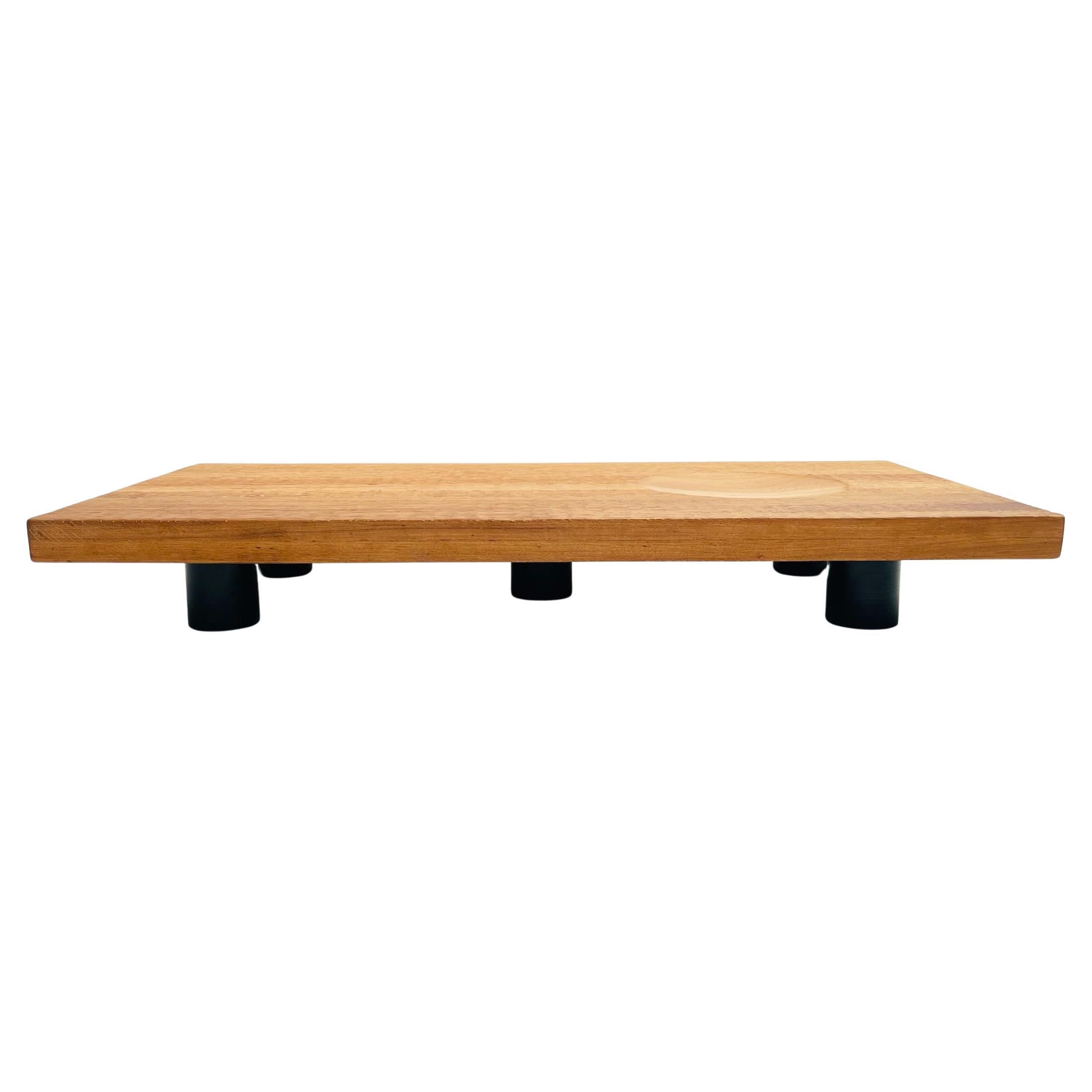Gouged Low coffee table in Solid Oak For Sale