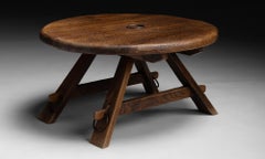 Gouged Oak Coffee Table, France circa 1970