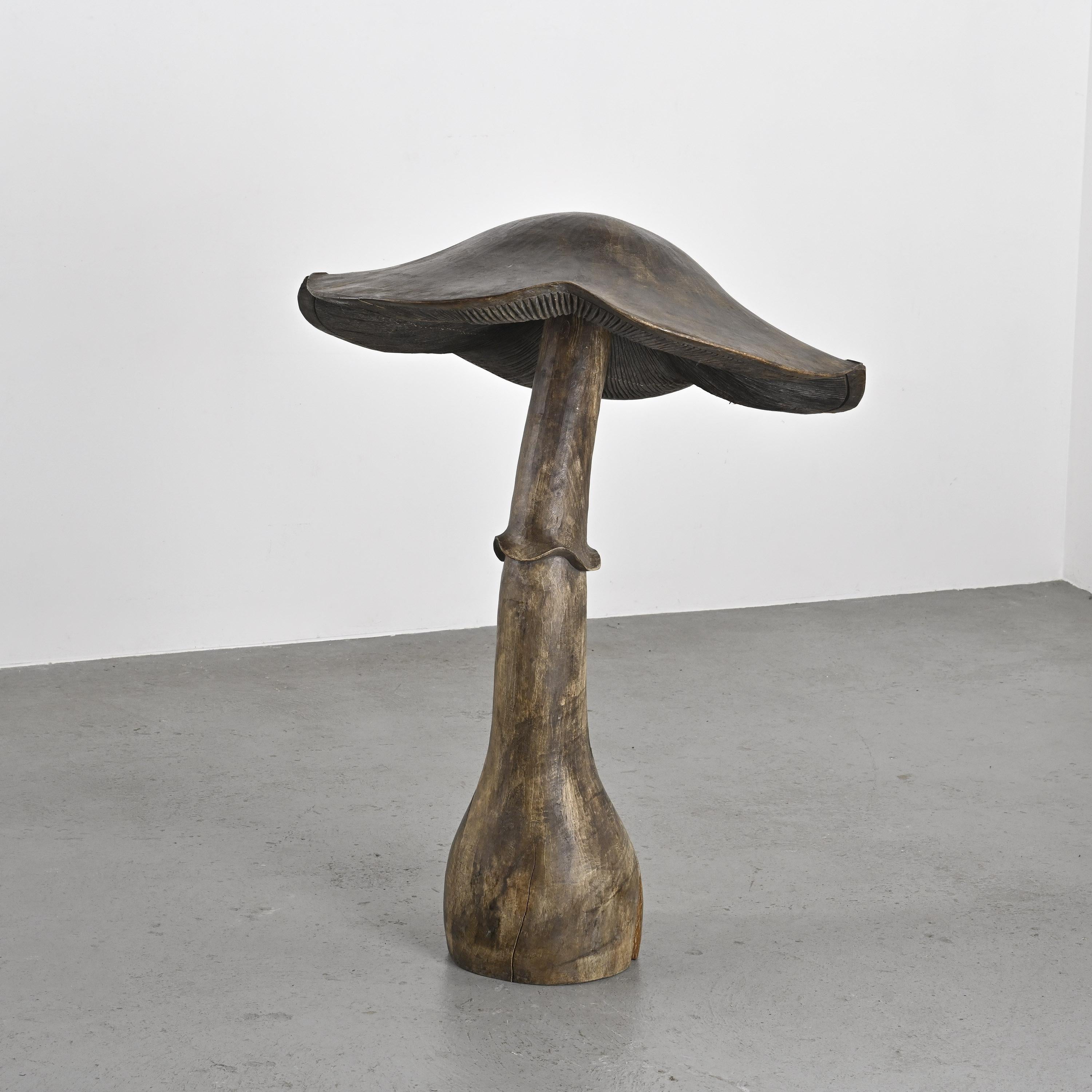 Gouged wooden Mushroom by Robert and Trix Haussmann, circa 1970 For Sale 2
