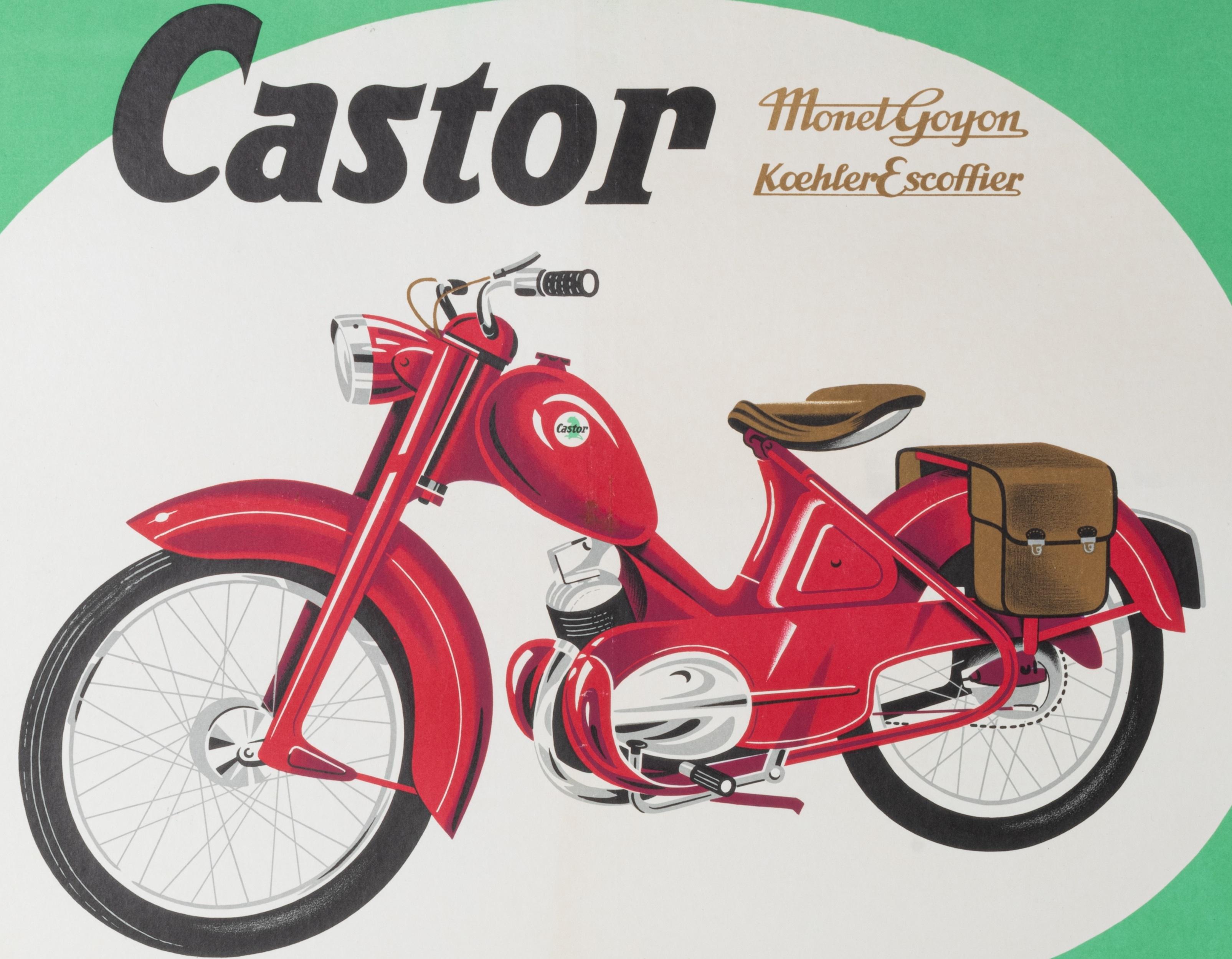 French Gouju Amalric, Original Motocycle Poster, Castor, Monet Goyon Koehler, 1956 For Sale