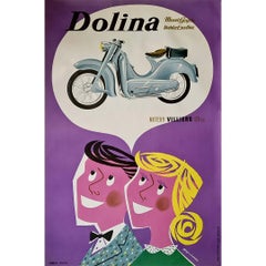 Original 1950s French poster - Dolina - Moteurs villiers - motorcycle
