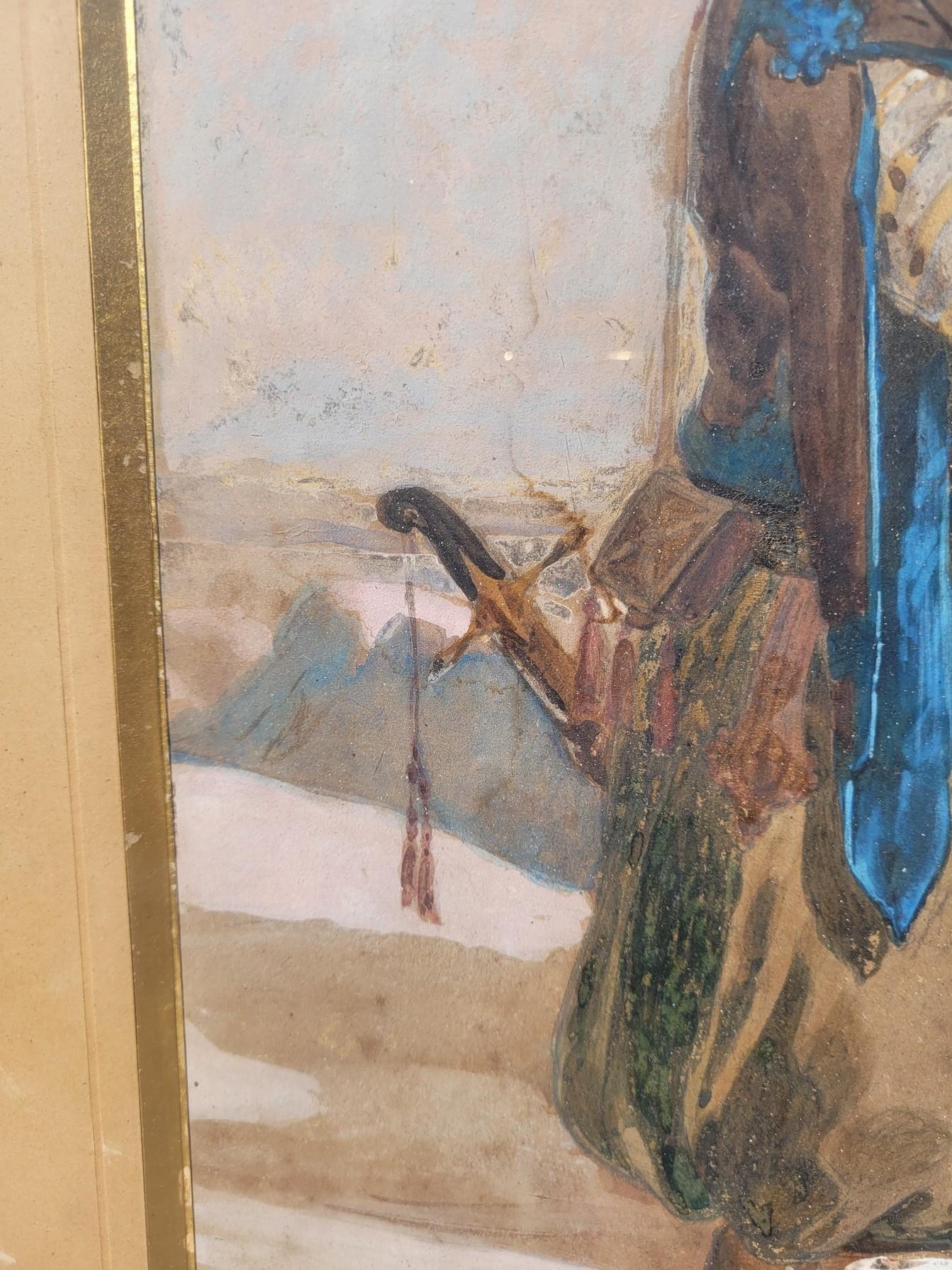 Paper Goupil-fesquet, Orientalist Watercolor, Zouave Or Algerian Hunter, 19th Century For Sale