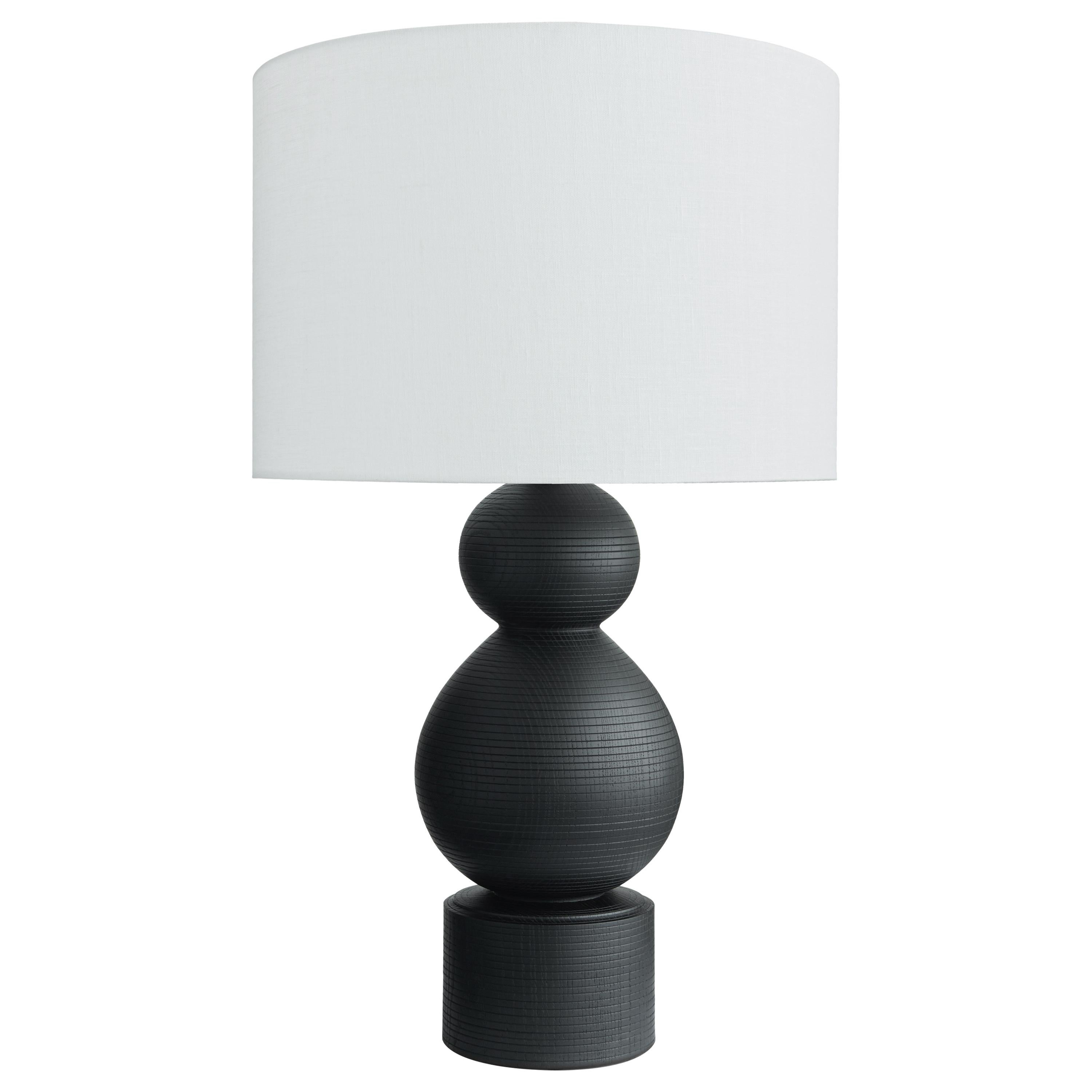 Gourd Table Lamp, Hand Turned Black Ash For Sale