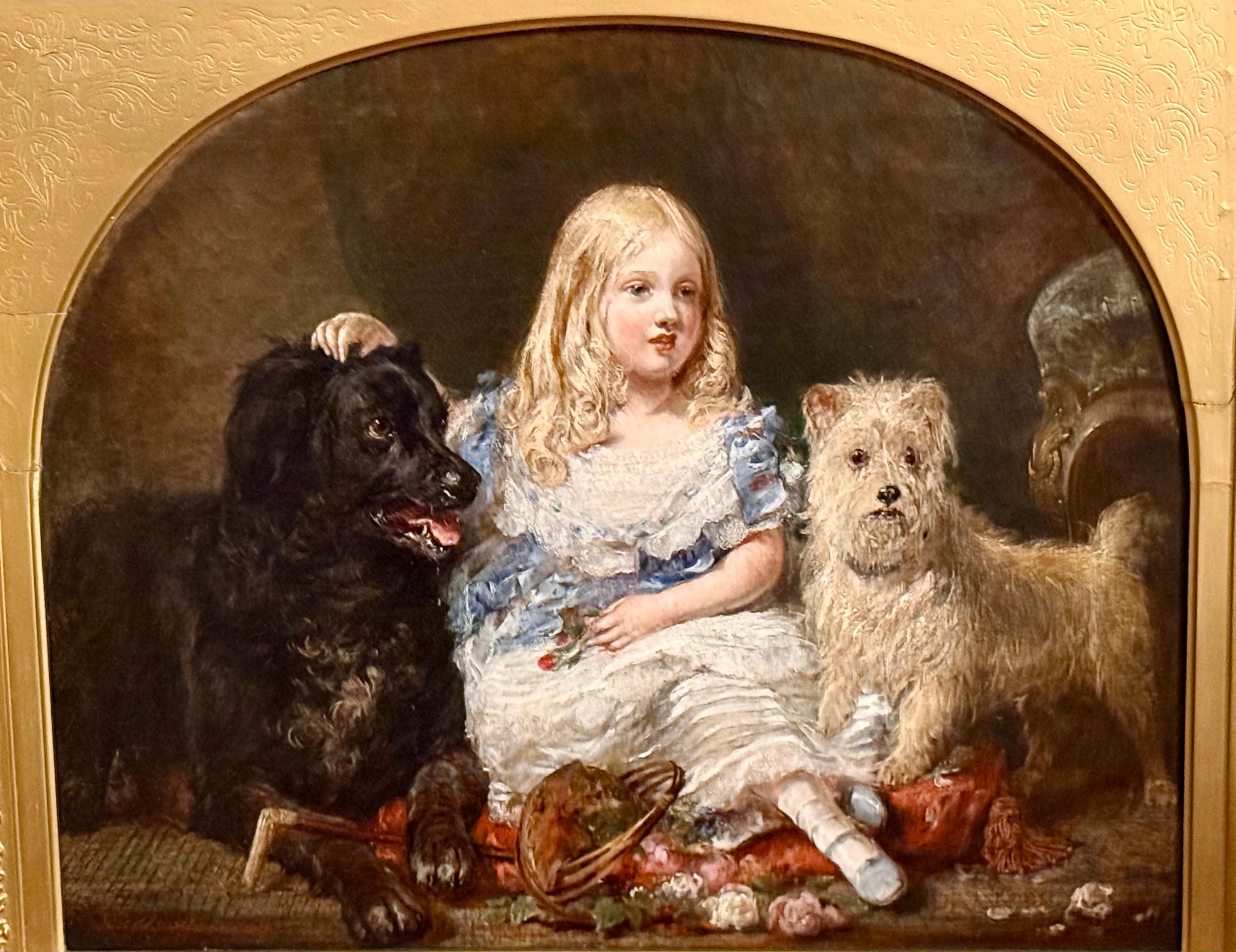 Exhibited Royal Scottish Academy 1862 Portrait of Girl with Pets
