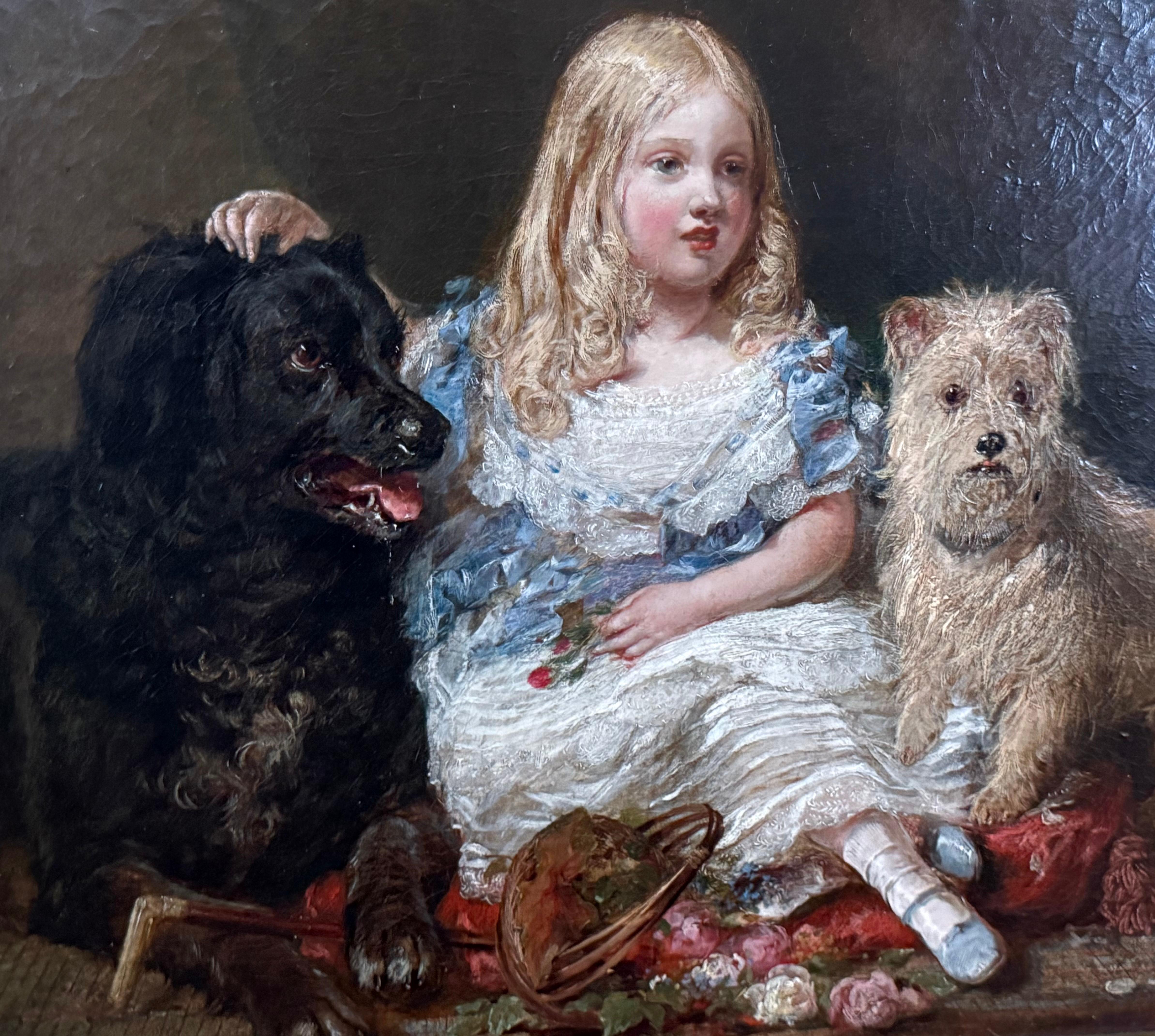 Zwei Hunde und ein Mädchen, 1861, Edinburgh, Schottland, Tochter von Wm Gibson Craig (Viktorianisch), Painting, von Gourlay Steell