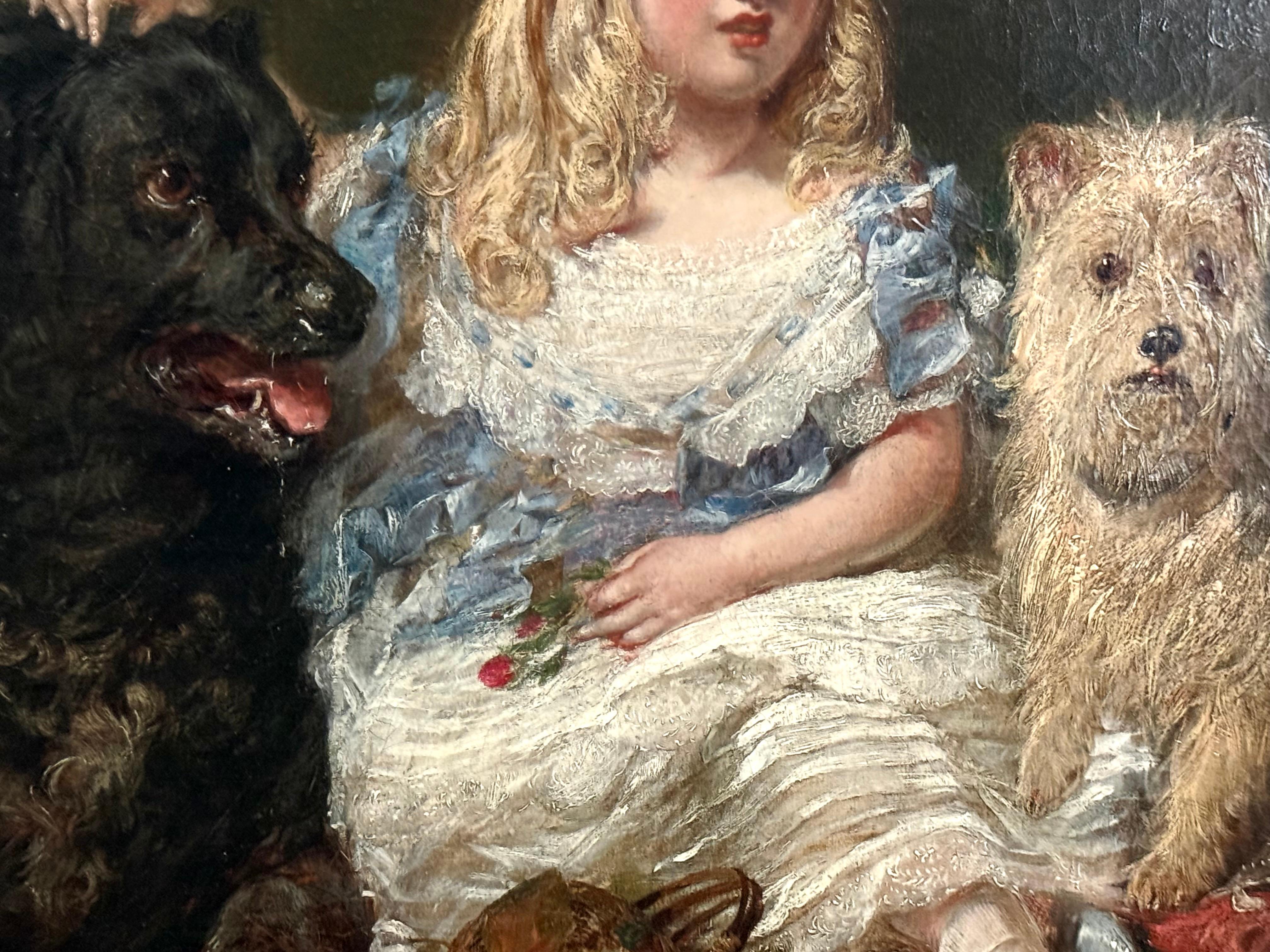 Zwei Hunde und ein Mädchen, 1861, Edinburgh, Schottland, Tochter von Wm Gibson Craig im Angebot 1