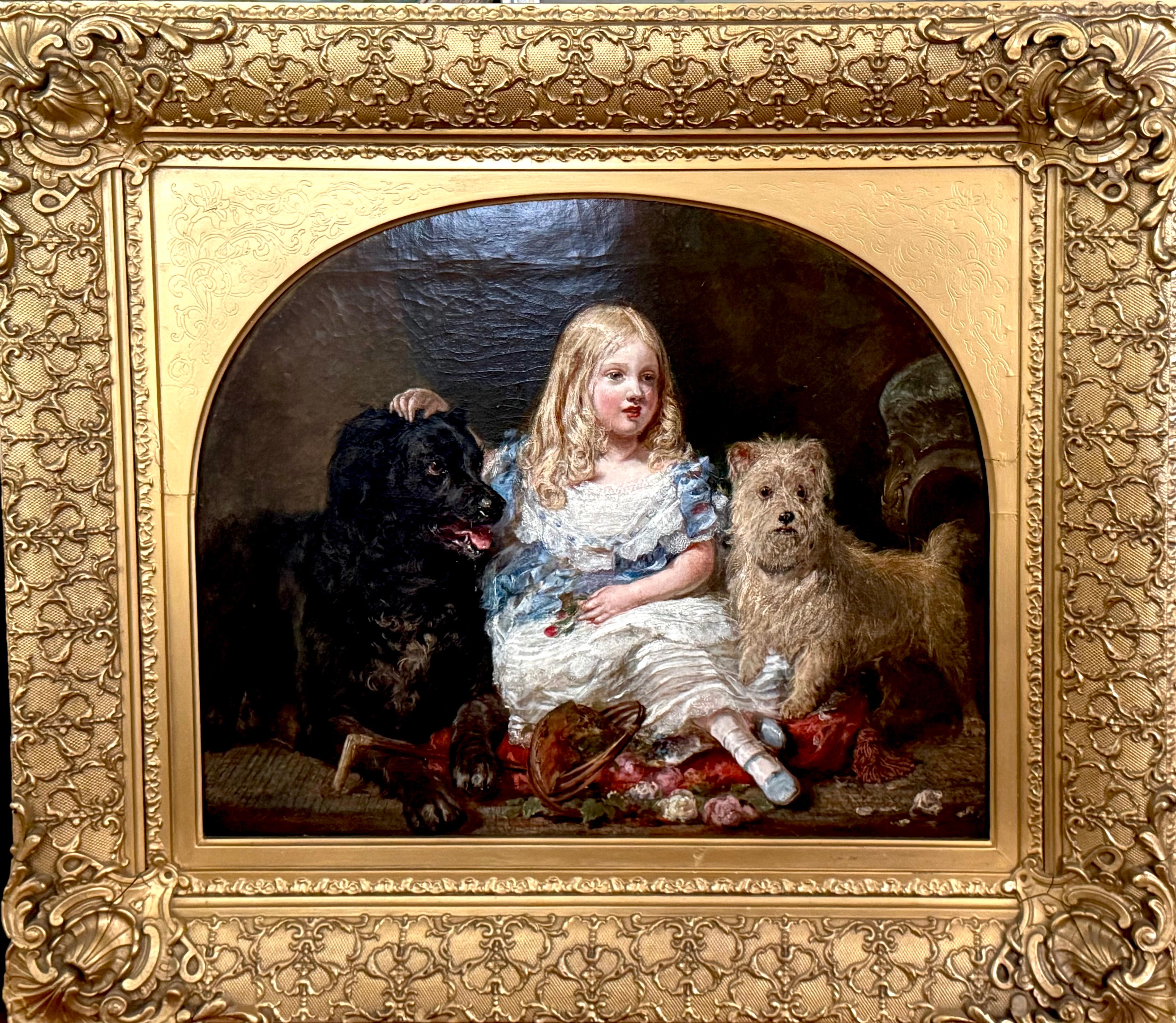 Two Dogs and Girl, 1861 Victorian Portrait, Edinburgh Wm Gibson Craig’s daughter