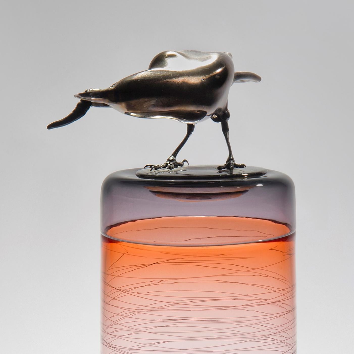 Organic Modern Gourmande, a Unique Glass Sculptural Vase with Black Crow by Julie Johnson For Sale