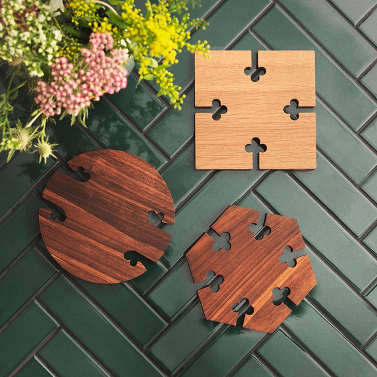 Gourmet Hexagon Wood Trivet, by Gunnar Cyrén from Warm Nordic In New Condition In Viby J, DK