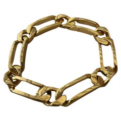 Gourmette 18k Yellow Gold Link Bracelet Retro French Owl Marked Italian Marked