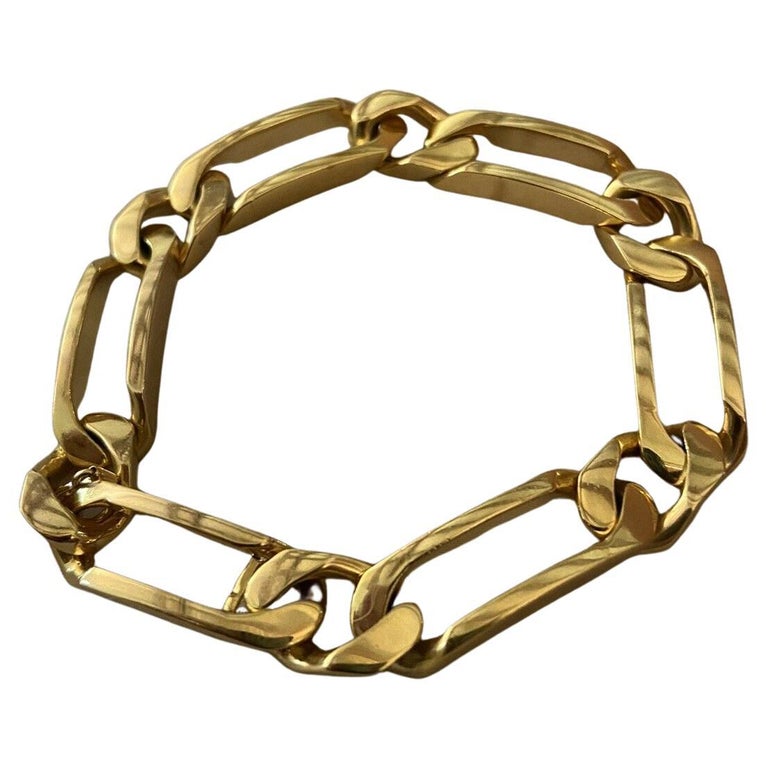 Gourmette 18k Yellow Gold Link Bracelet Vintage French Owl Marked Italian  Marked at 1stDibs | monet jewelry marks, varese floriri 18k