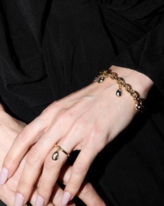 Goutte d’Or Sculptural Teardrop Ring in Gold-Plated with Cubic Zirconia