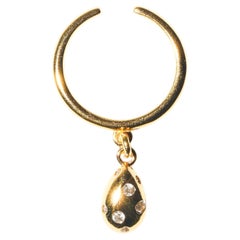 Goutte d’Or Sculptural Teardrop Ring in Gold-Plated with Cubic Zirconia