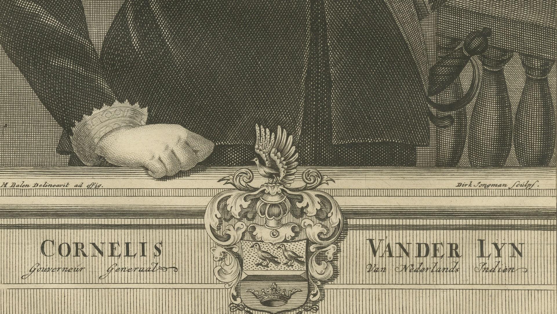 Engraved Governor-General Vander Lyn of the Dutch East Indies, Patron of Exploration 1724 For Sale