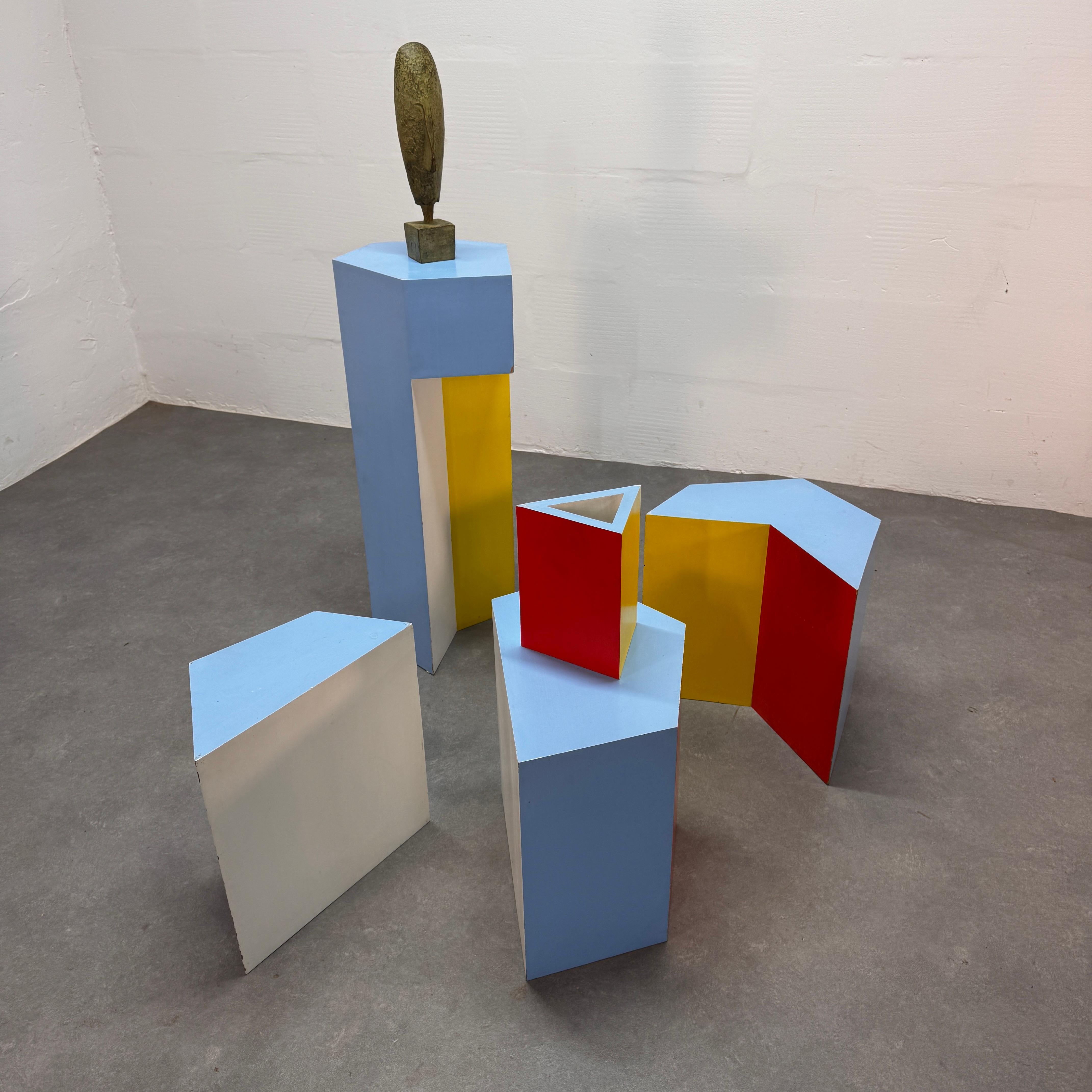 Furniture set by Artist Govert Heikoop (1951-2007)

What shall we call it Post modern, Abstract, Minimalist, Memphis Style, De Stijl. 
Heikoop's artwork has been described by Art critics as 