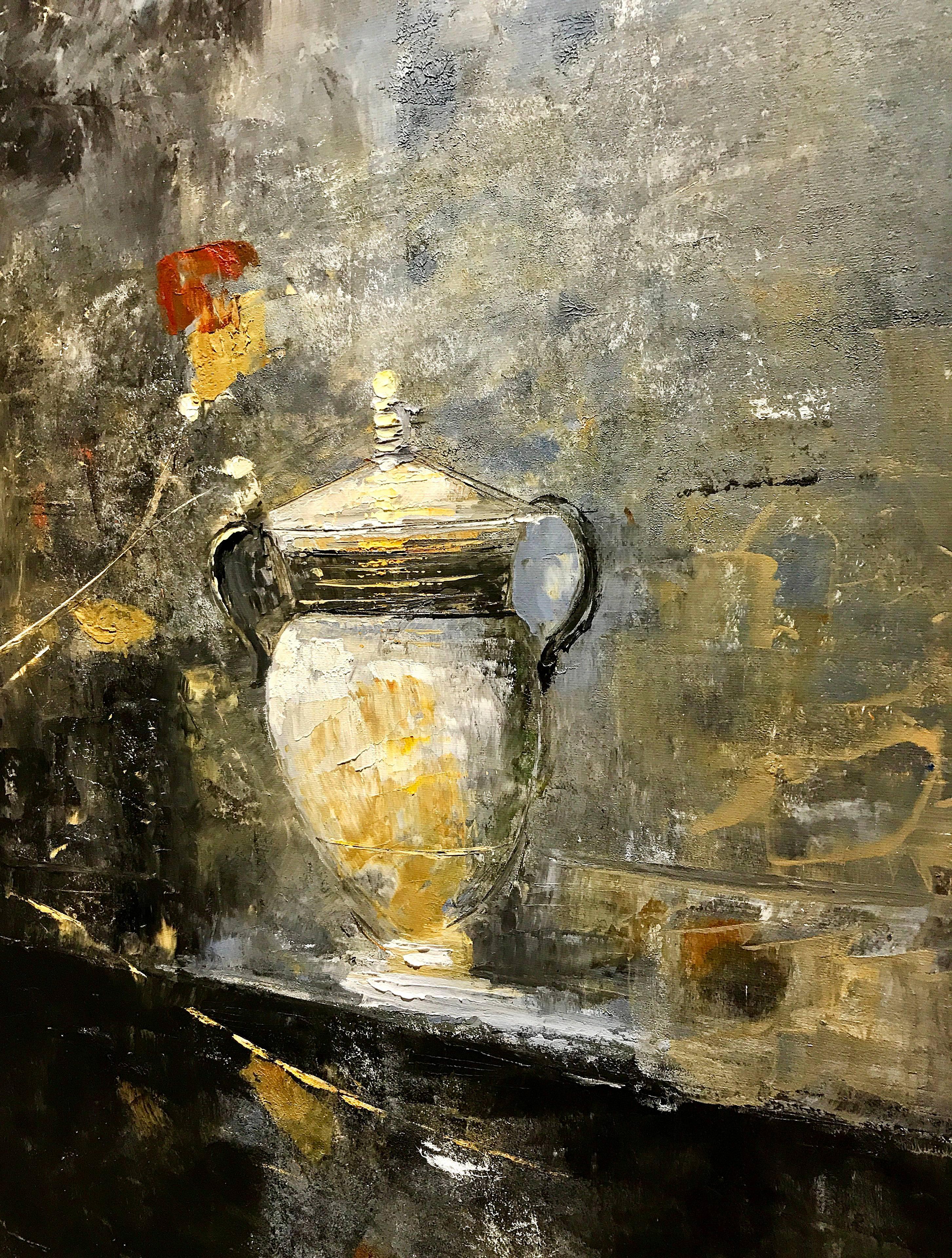China Vase, oil painting on canvas - Painting by Goxwa