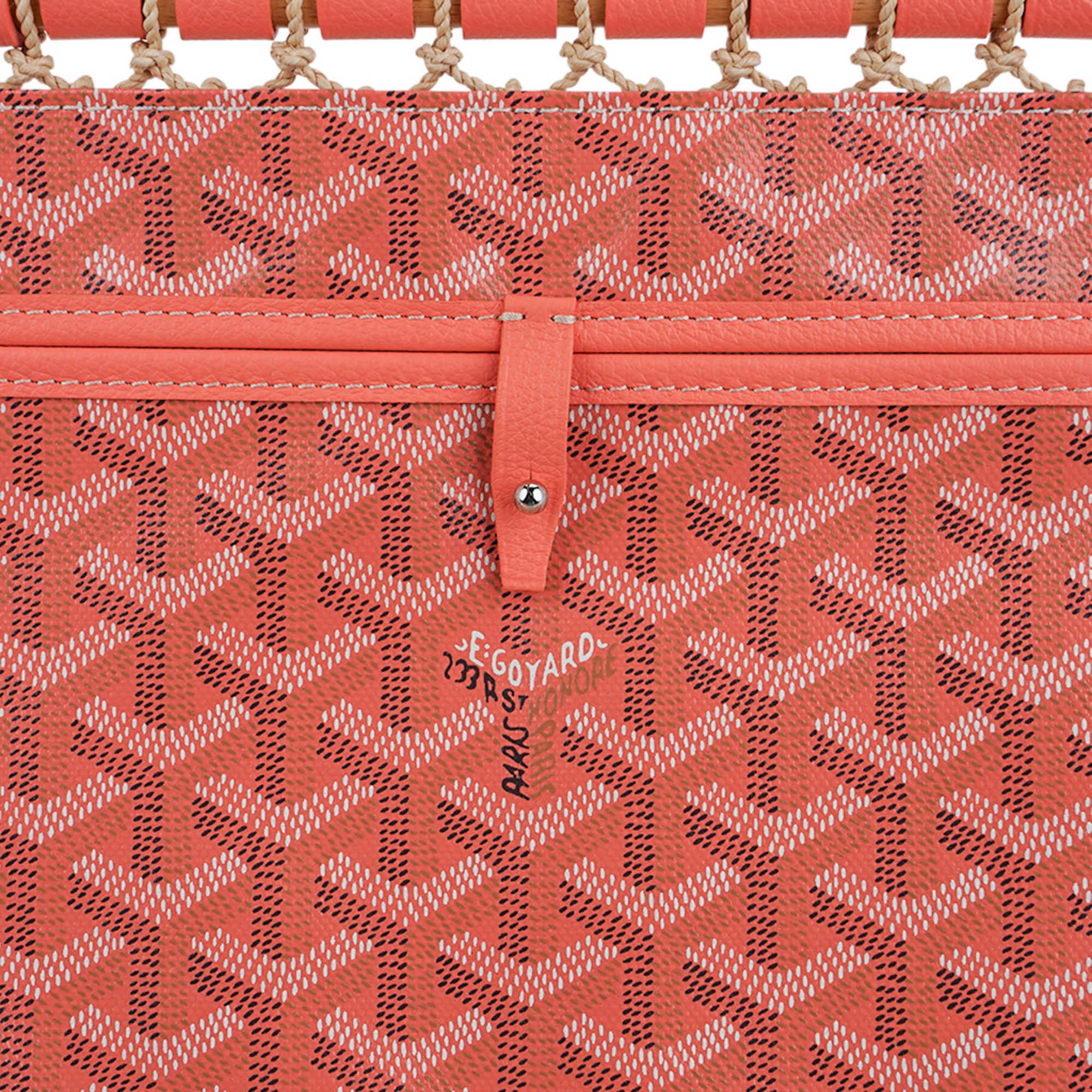 Goyard Aligre Bag Limited Edition Rafia and Coral Coated Canvas For Sale 8