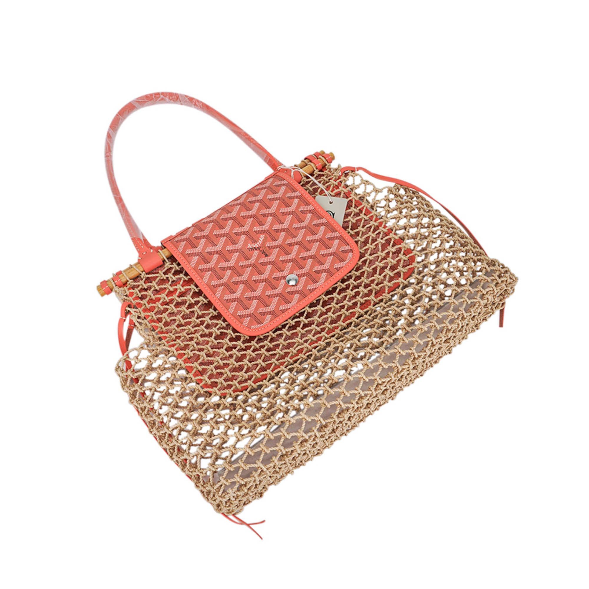 Goyard Aligre Tasche Limitierte Auflage Rafia und Koralle beschichtetes Segeltuch im Angebot bei 1stDibs goyard tasche beige goyard beige tasche