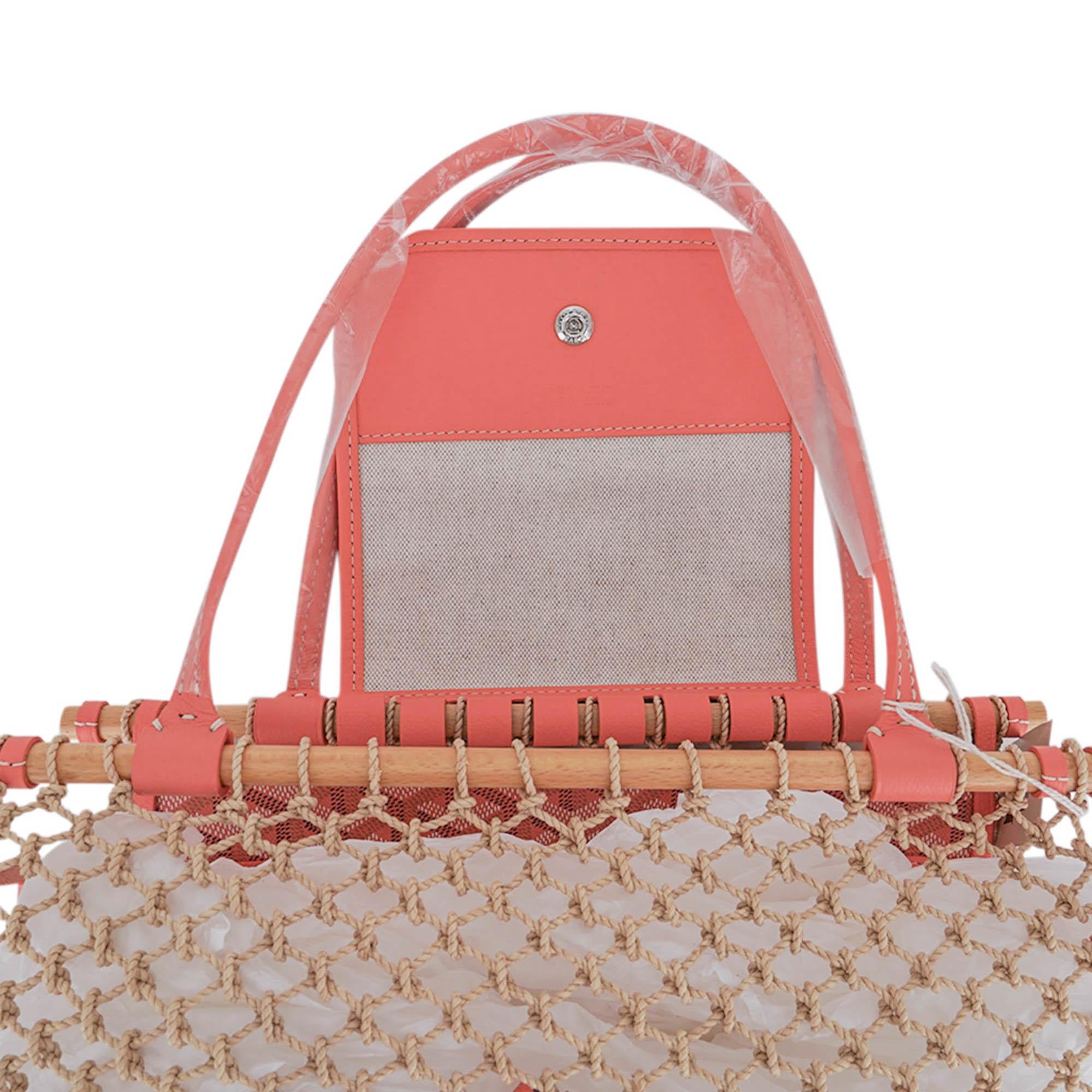 Goyard Aligre Bag Limited Edition Rafia and Coral Coated Canvas For Sale 10