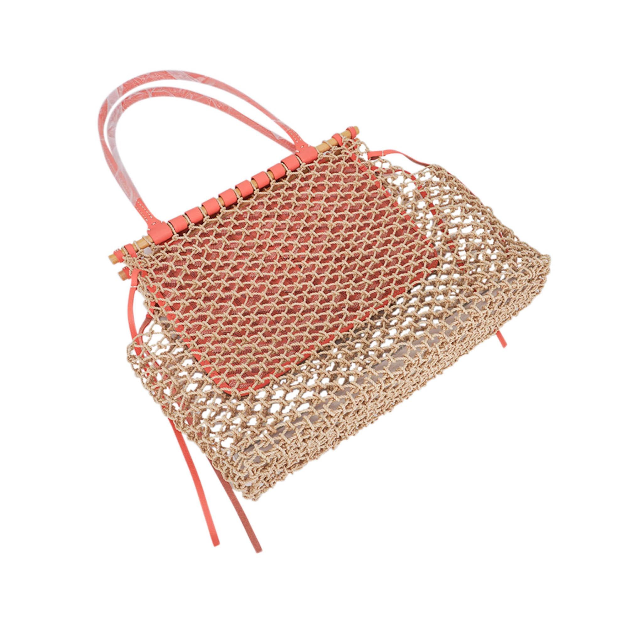 Women's Goyard Aligre Bag Limited Edition Rafia and Coral Coated Canvas For Sale