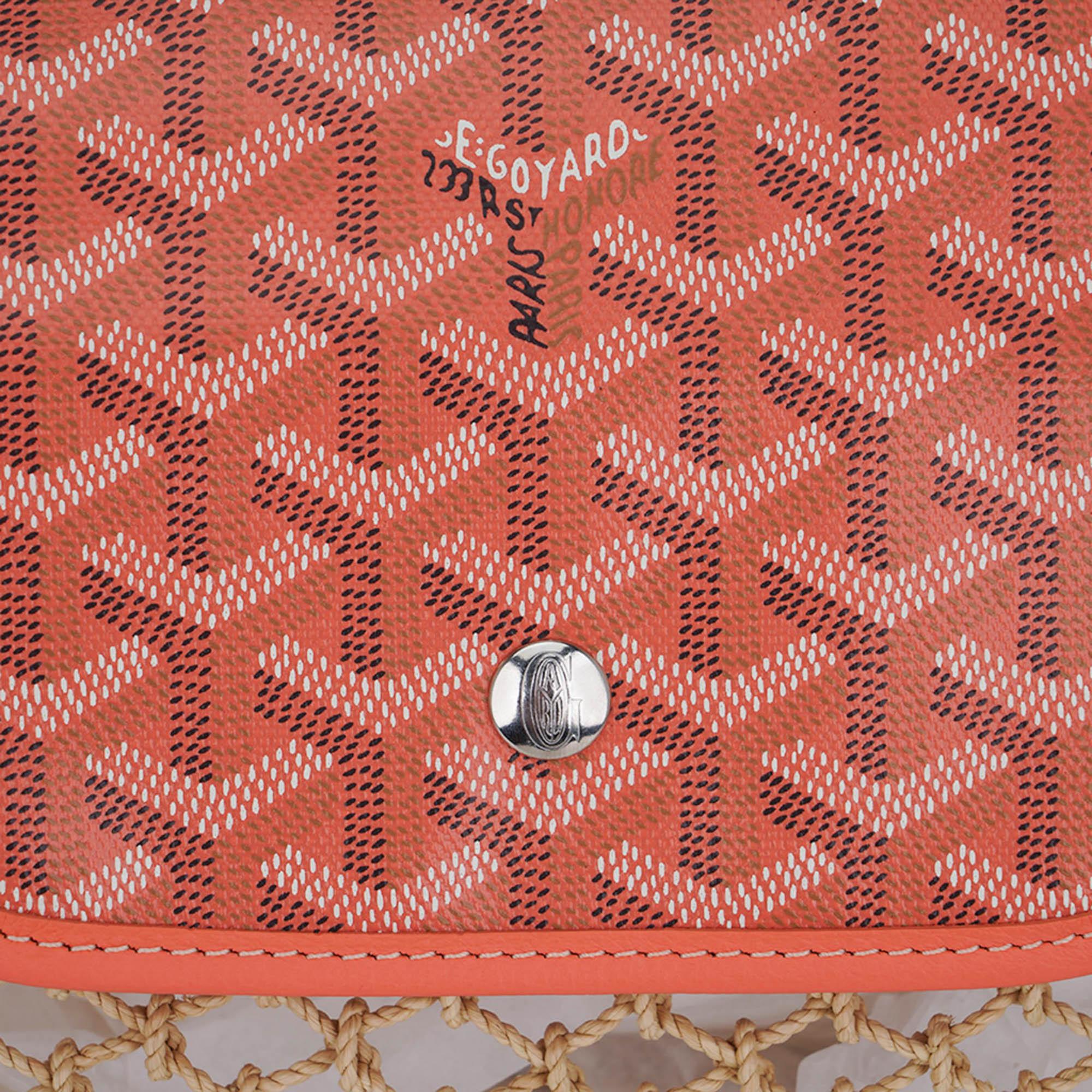 Goyard Aligre Bag Limited Edition Rafia and Coral Coated Canvas For Sale 2