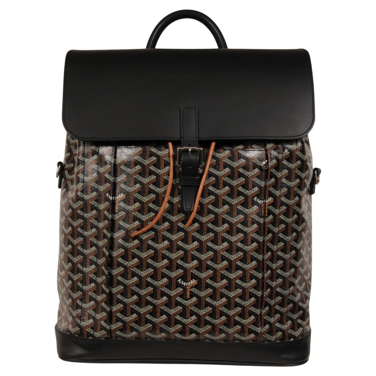 Goyard Alpin MM Backpack Black Leather Drawstring Strap Crossbody Travel Bag For Sale