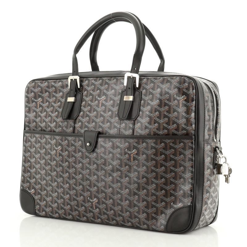 Black Goyard Ambassade Briefcase Coated Canvas MM 