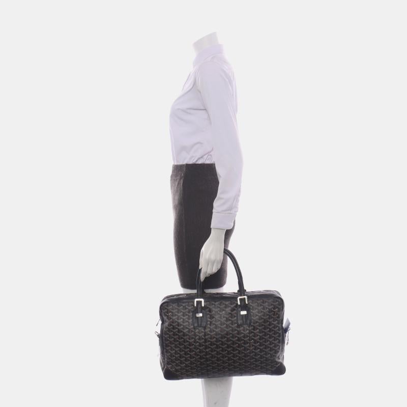 Goyard Ambassade Document Case MM Handbag Black Goyardine and Leather Silver Hardware
 These are professional photos of the actual bag.
 CONDITION: GOOD CONDITION
 This preloved / preowned Goyard tote is in very good condition with some rubbing