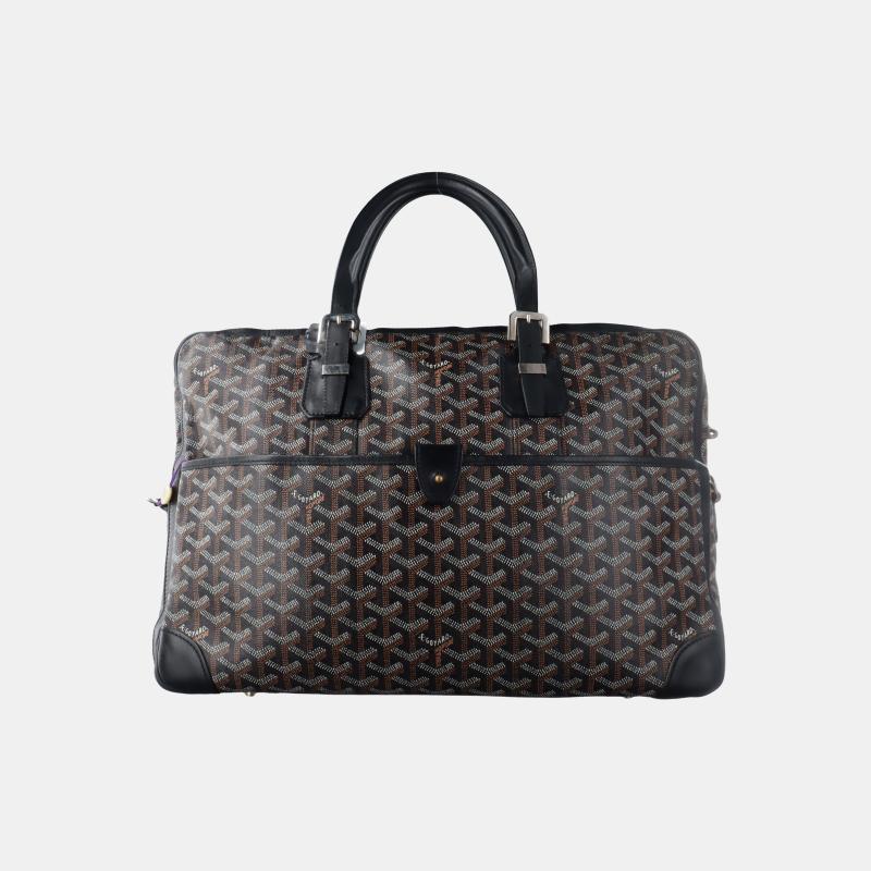 Goyard Ambassade Document Case MM Handbag Goyardine and Leather Silver Hardware For Sale 2