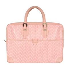 Goyard Ambassade MM Pink Briefcase Laptop Computer Travel Shoulder Duffle Bag