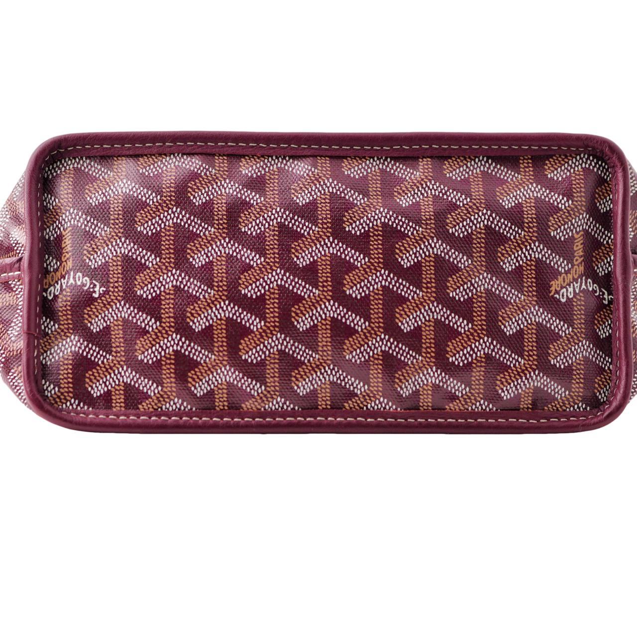 Women's or Men's Goyard Anjou Leather Mini Burgundy Tote Bag For Sale