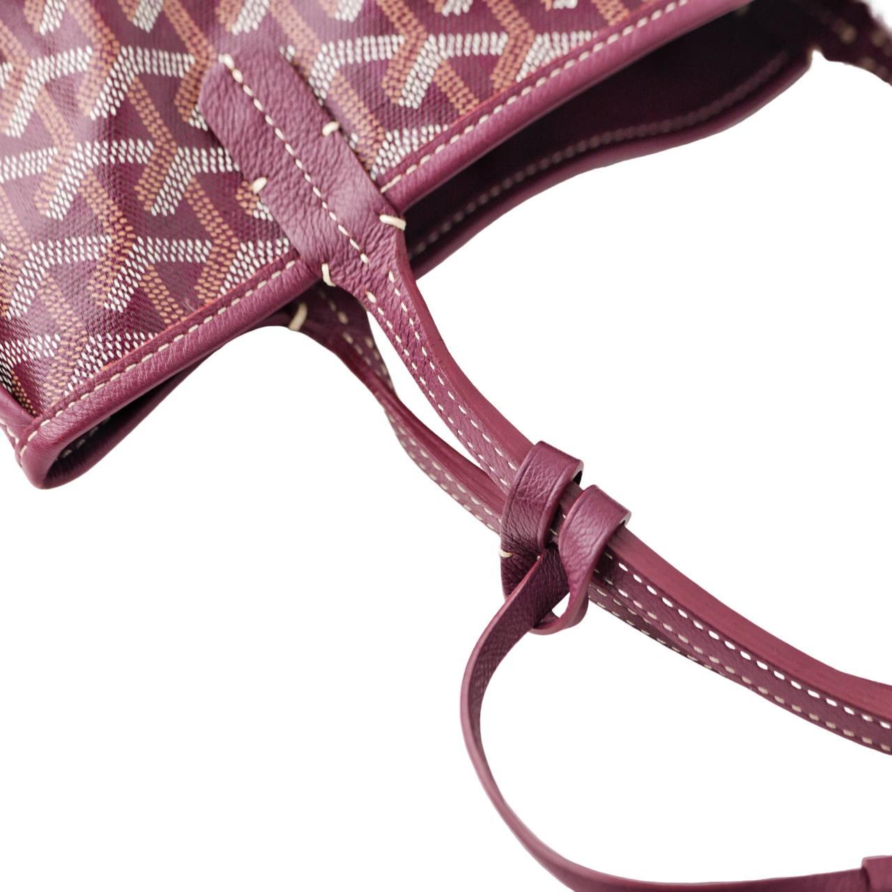 Goyard Anjou Leather Mini Burgundy Tote Bag For Sale 3