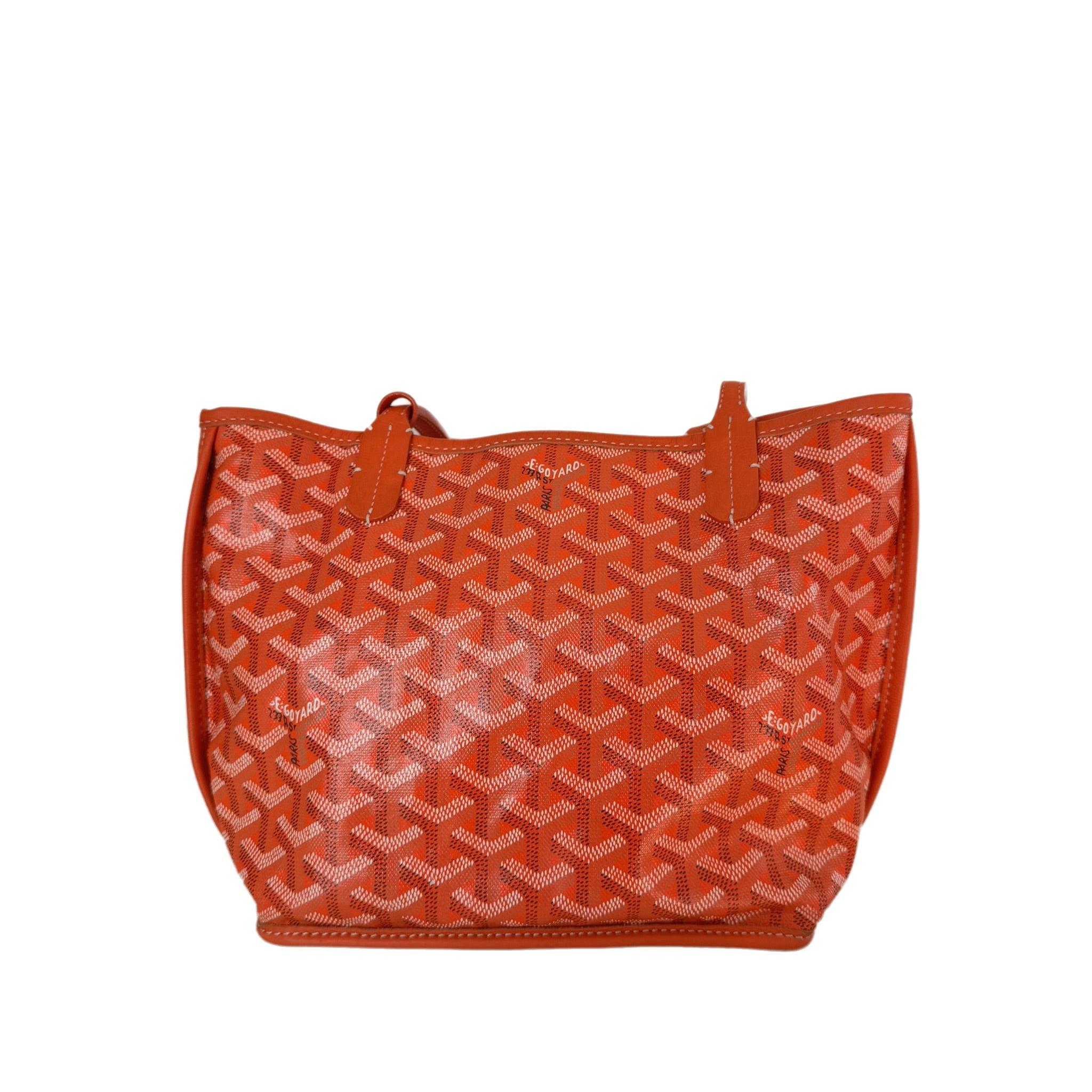 Women's Goyard Anjou Mini Tote Orange Canvas and Leather, 2018 For Sale