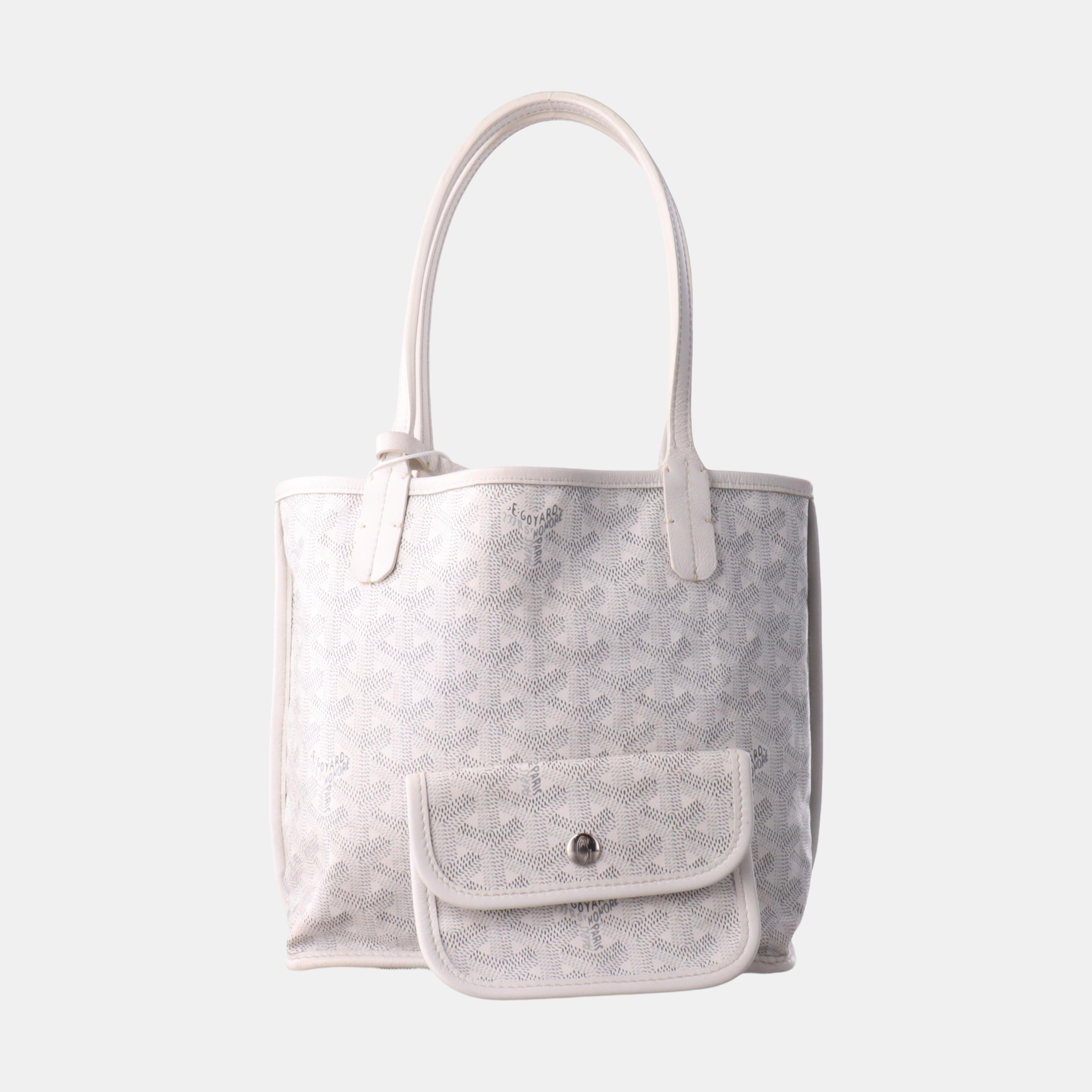 Women's Goyard Anjou Mini Tote White Leather Reversible