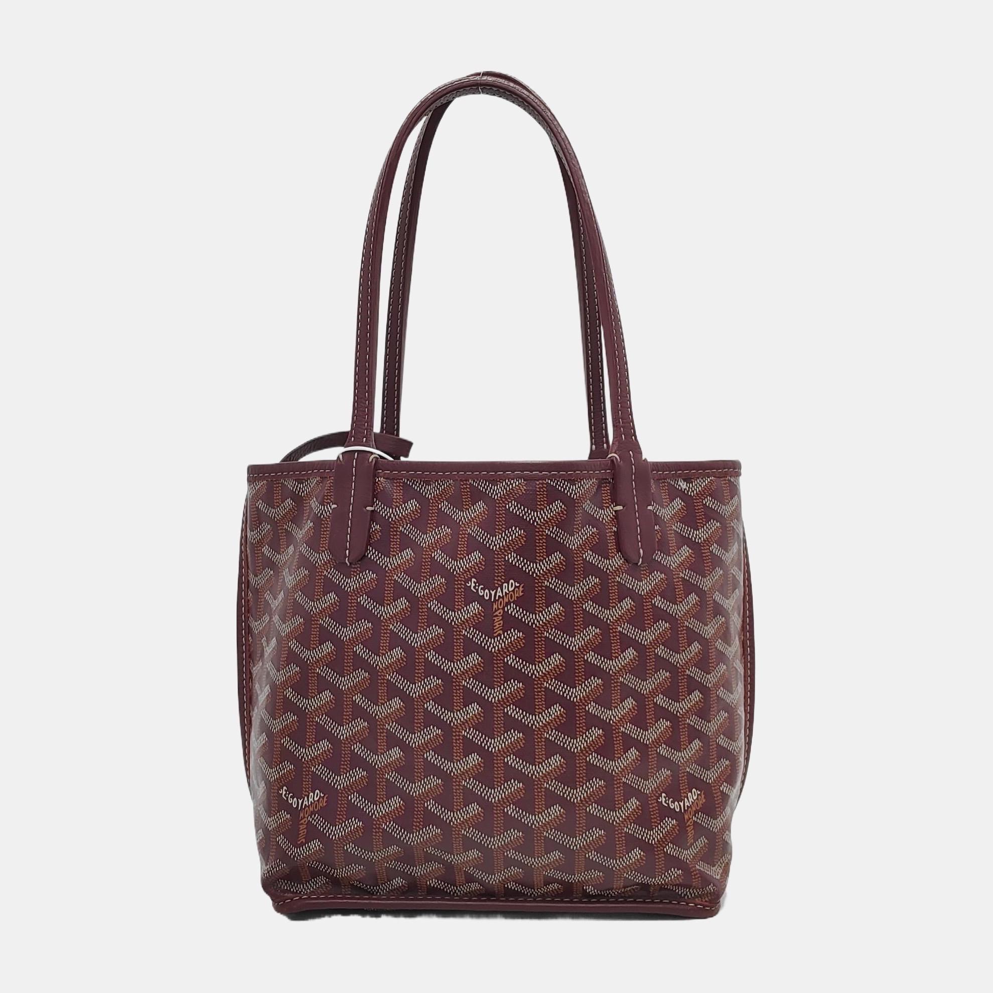 Goyard Anjou Mini Tote Wein Burgund Reversible Leder (Schwarz)