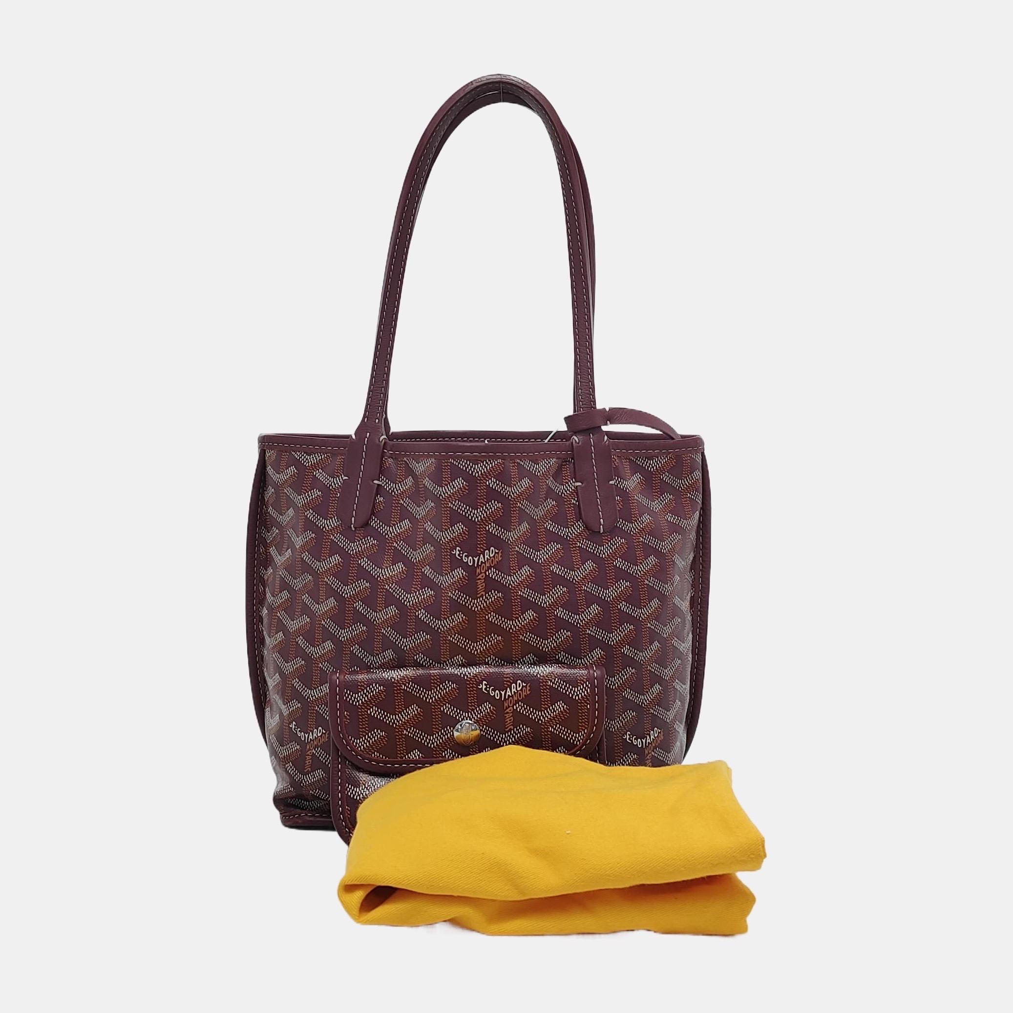 Goyard Anjou Mini Tote Wein Burgund Reversible Leder 1