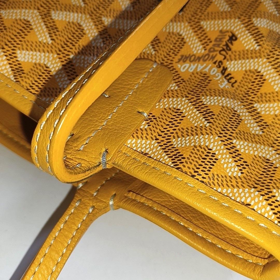 Goyard Anjou Mini Tote Yellow French Bulldog Reversible Leather 10