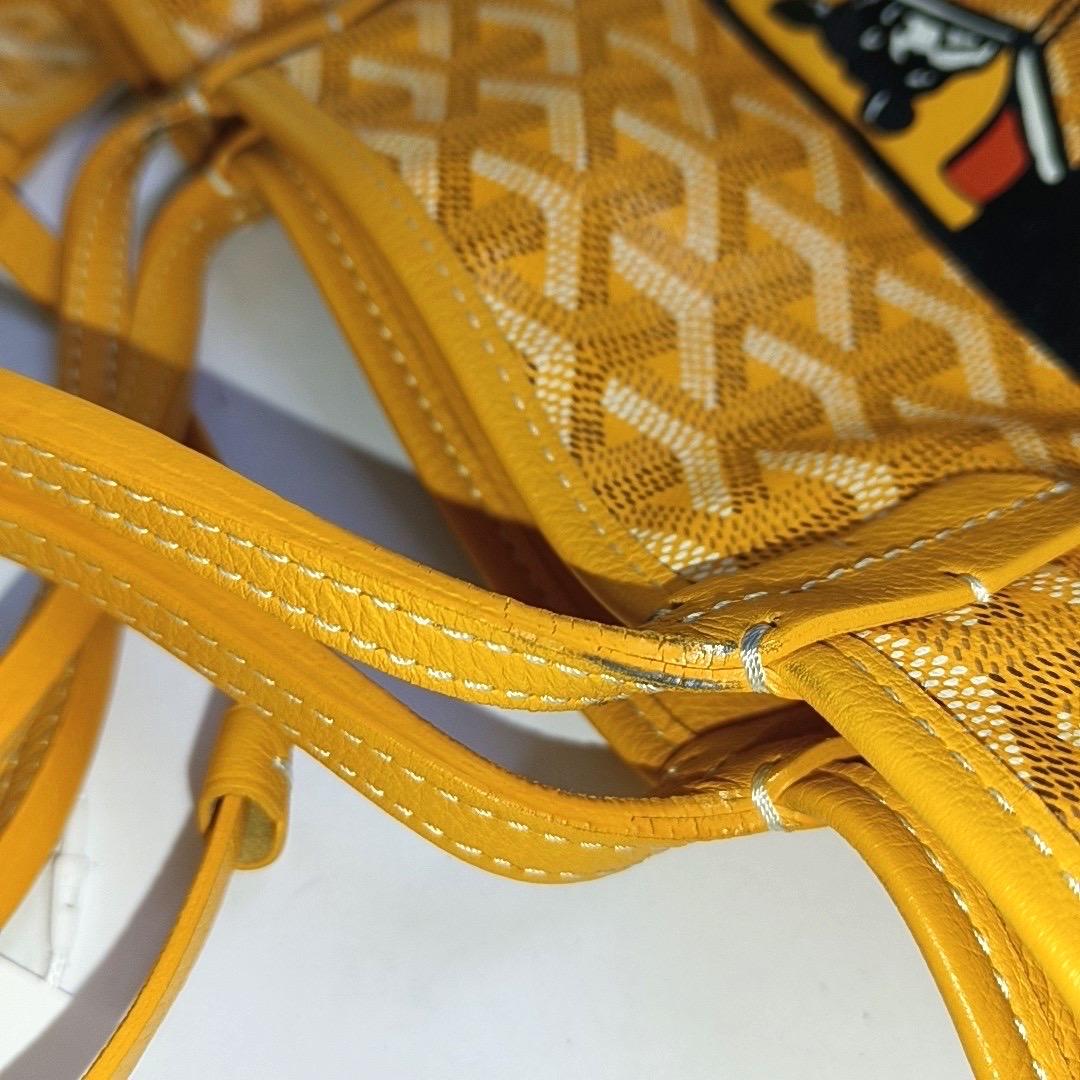 Goyard Anjou Mini Tote Yellow French Bulldog Reversible Leather 3