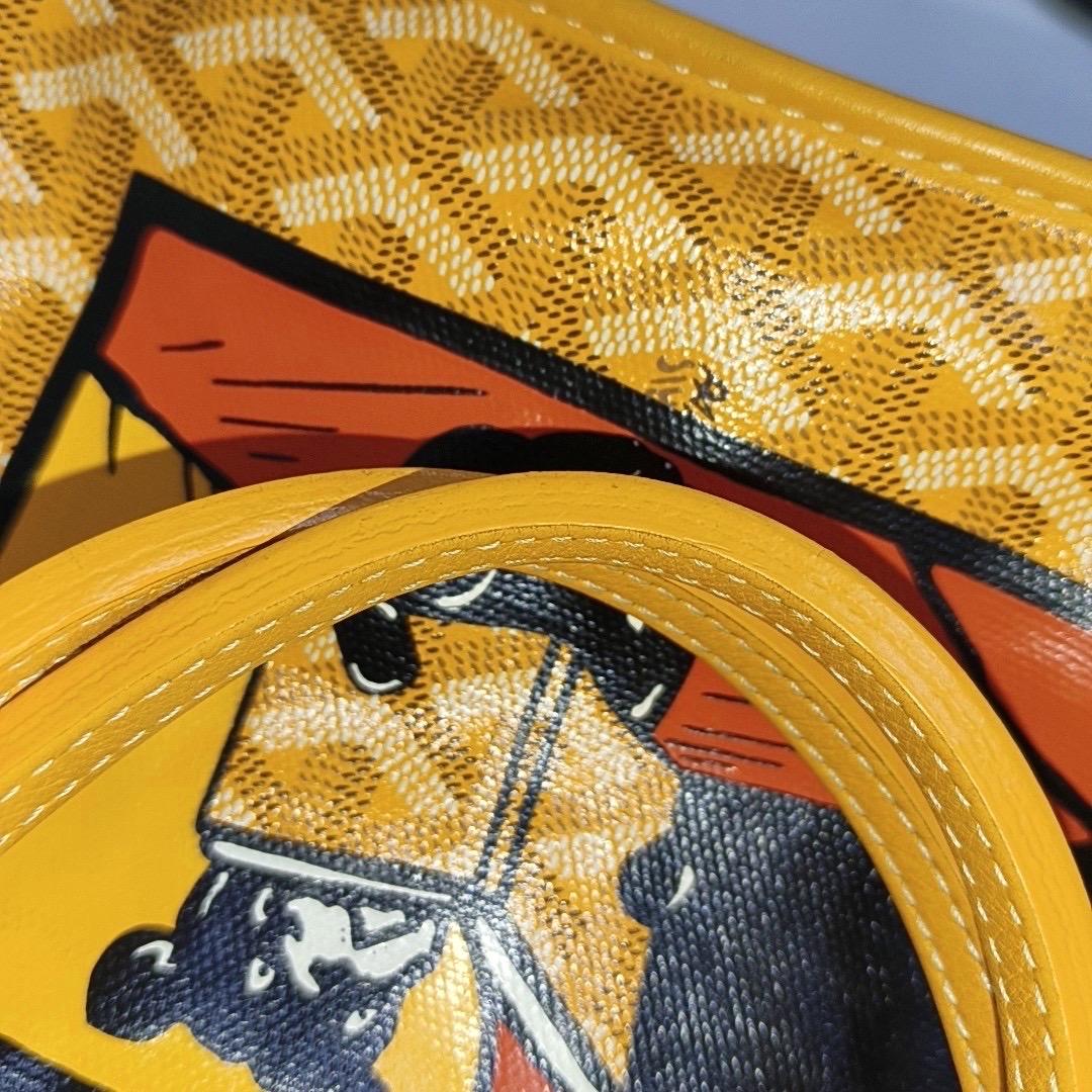 Goyard Anjou Mini Tote Yellow French Bulldog Reversible Leather 4