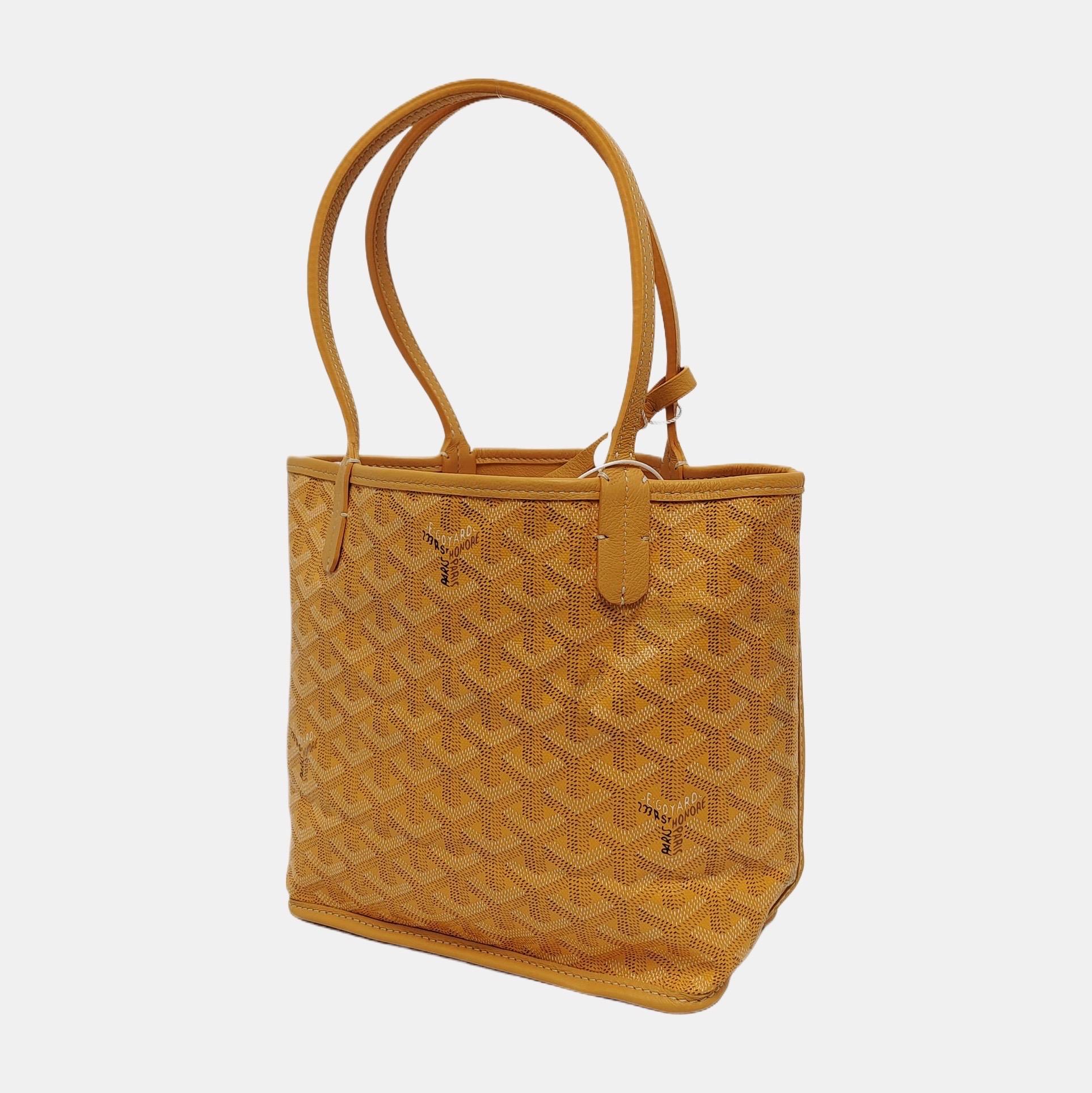 Women's Goyard Anjou Mini Tote Yellow Reversible Leather