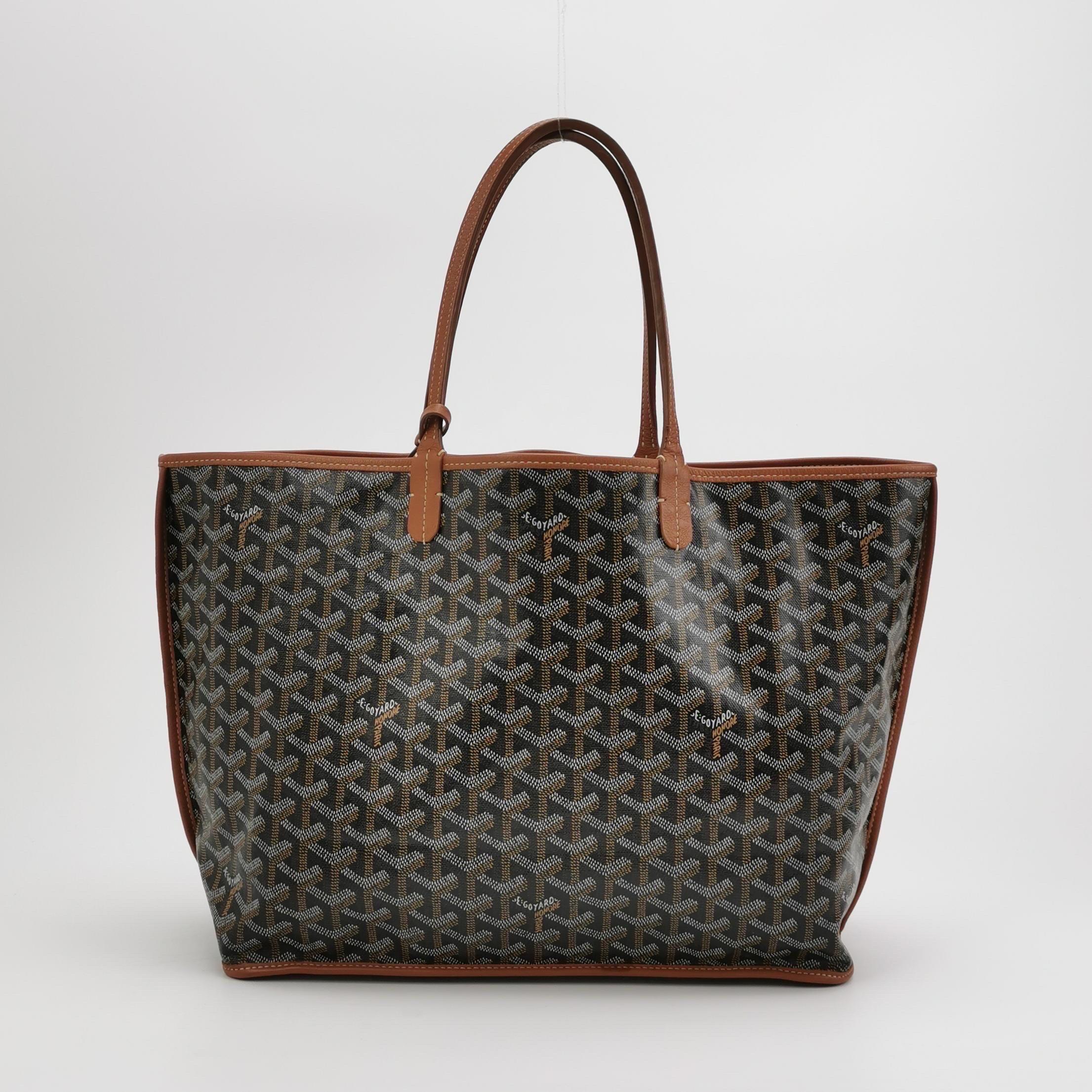 Goyard Anjou PM Medium Tote Braun Reversible Leather Lining 2019 (Schwarz) im Angebot
