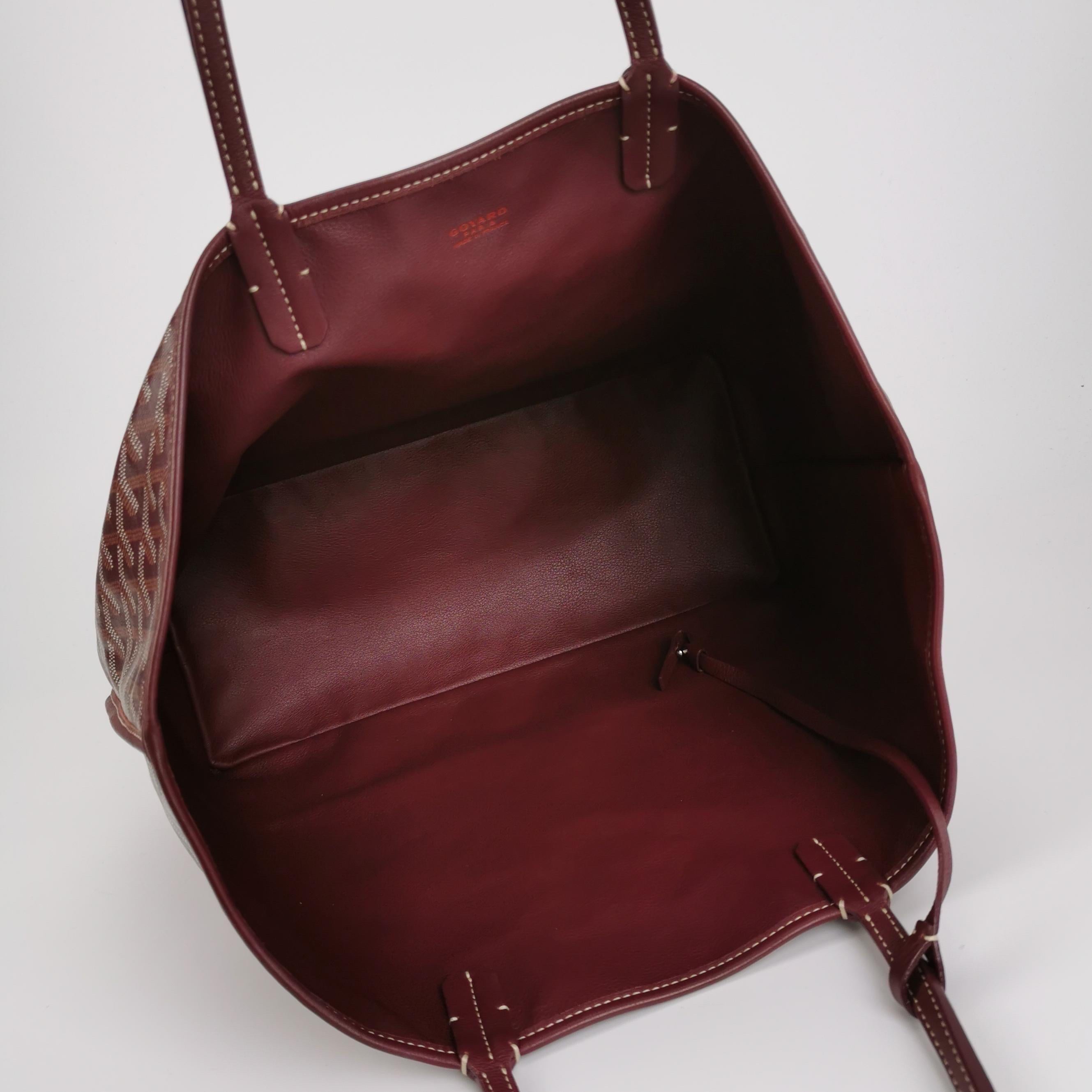 Goyard Anjou PM Medium Tote Burgundy Reversible Leather Lining For Sale 5
