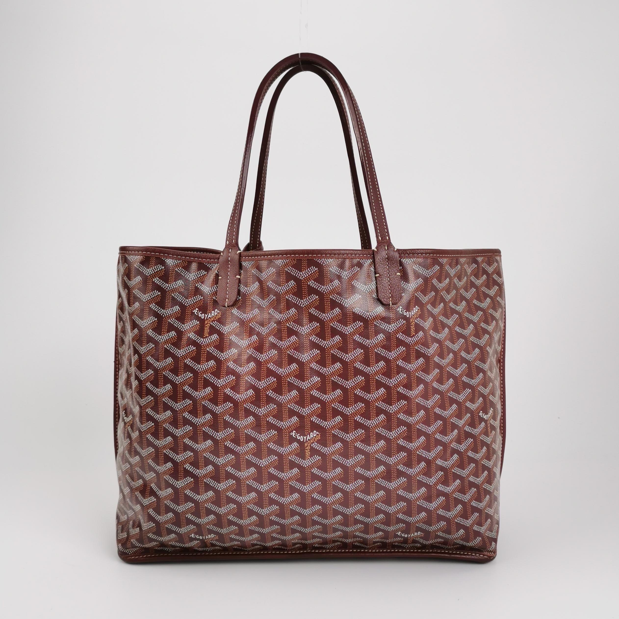Goyard Anjou PM Medium Tote Burgundy Reversible Leather Lining In Excellent Condition For Sale In AUBERVILLIERS, FR