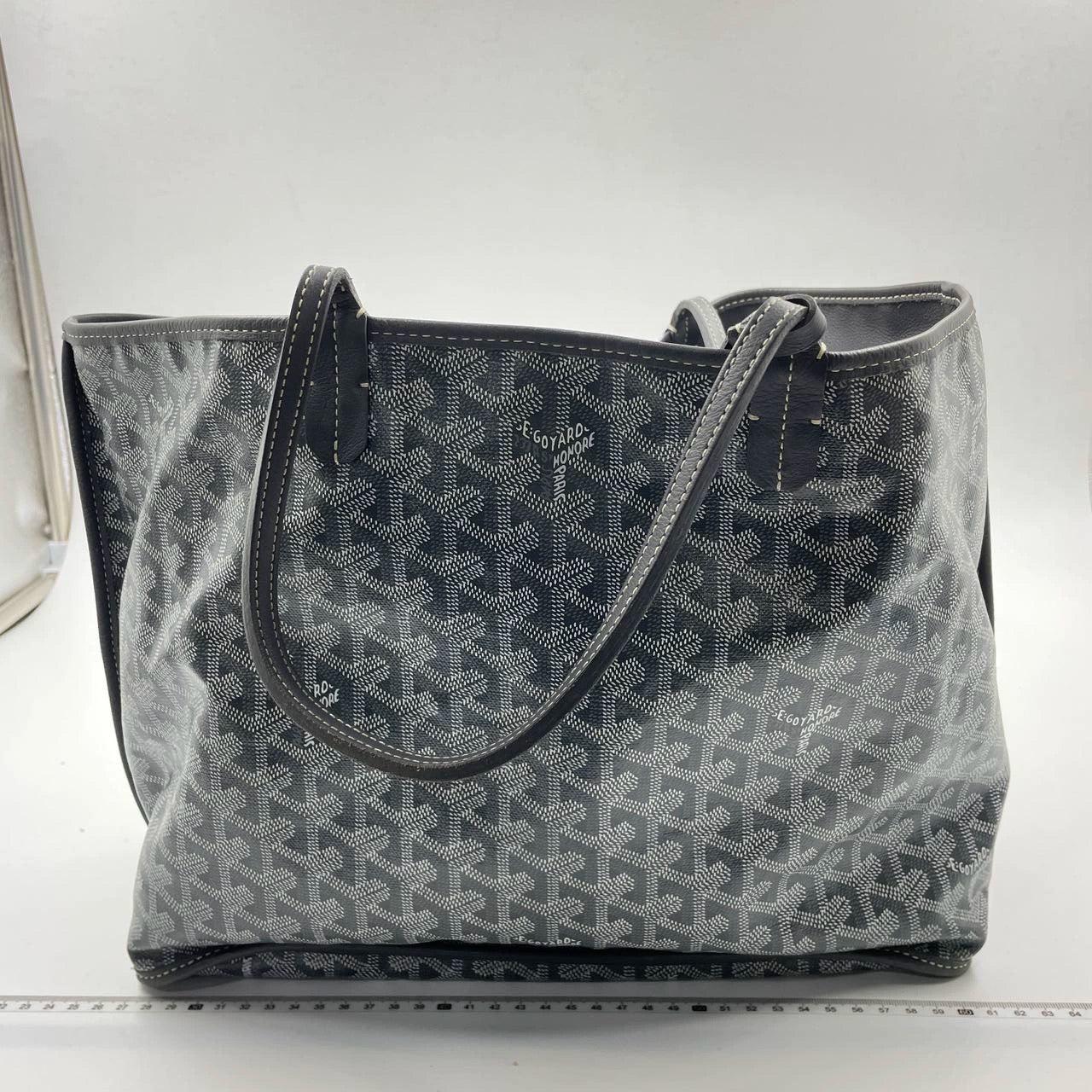 Goyard Anjou PM Medium Tote Grey Reversible leather lining
 These are professional photos of the actual bag offered by Luxbags.
 This Goyard Anjou Tote PM is an iconic piece of French craftsmanship, expertly fashioned from highly coveted grey