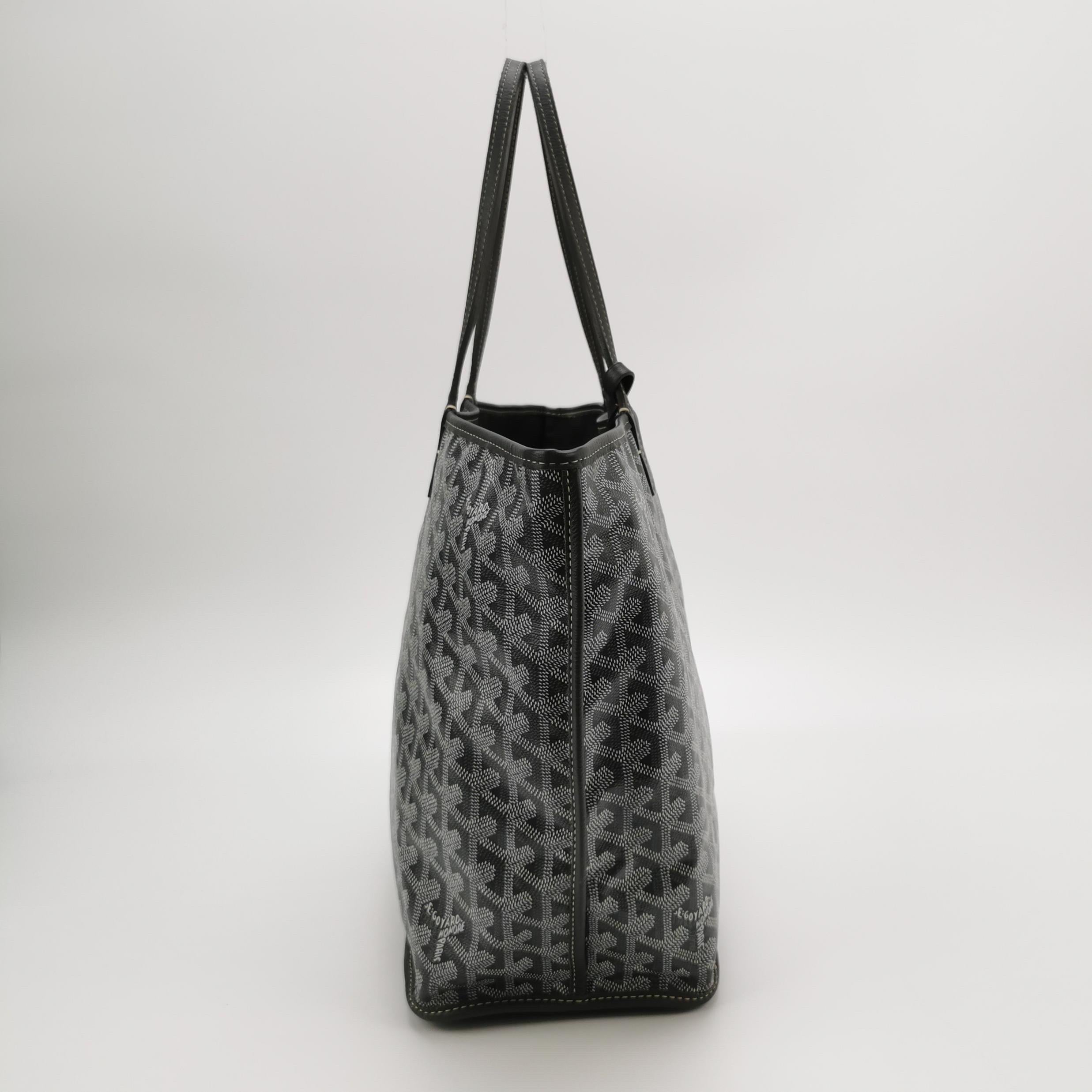 Goyard Anjou PM Medium Tote Gris Forro de piel reversible en Bueno estado para la venta en AUBERVILLIERS, FR