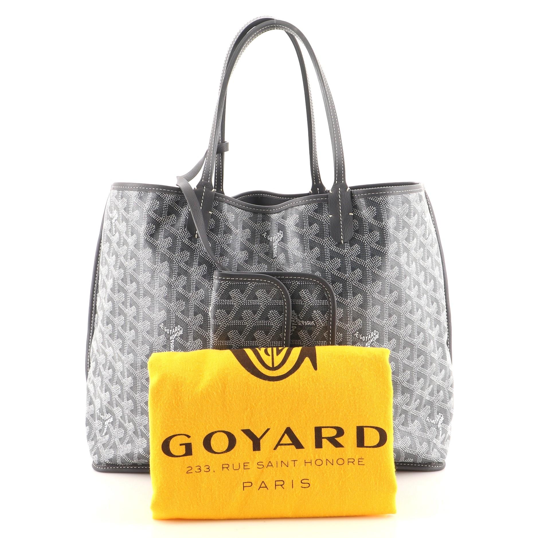 Goyard Anjou Black Mini Hand Bag Pouch Purse Reversible Woman Auth